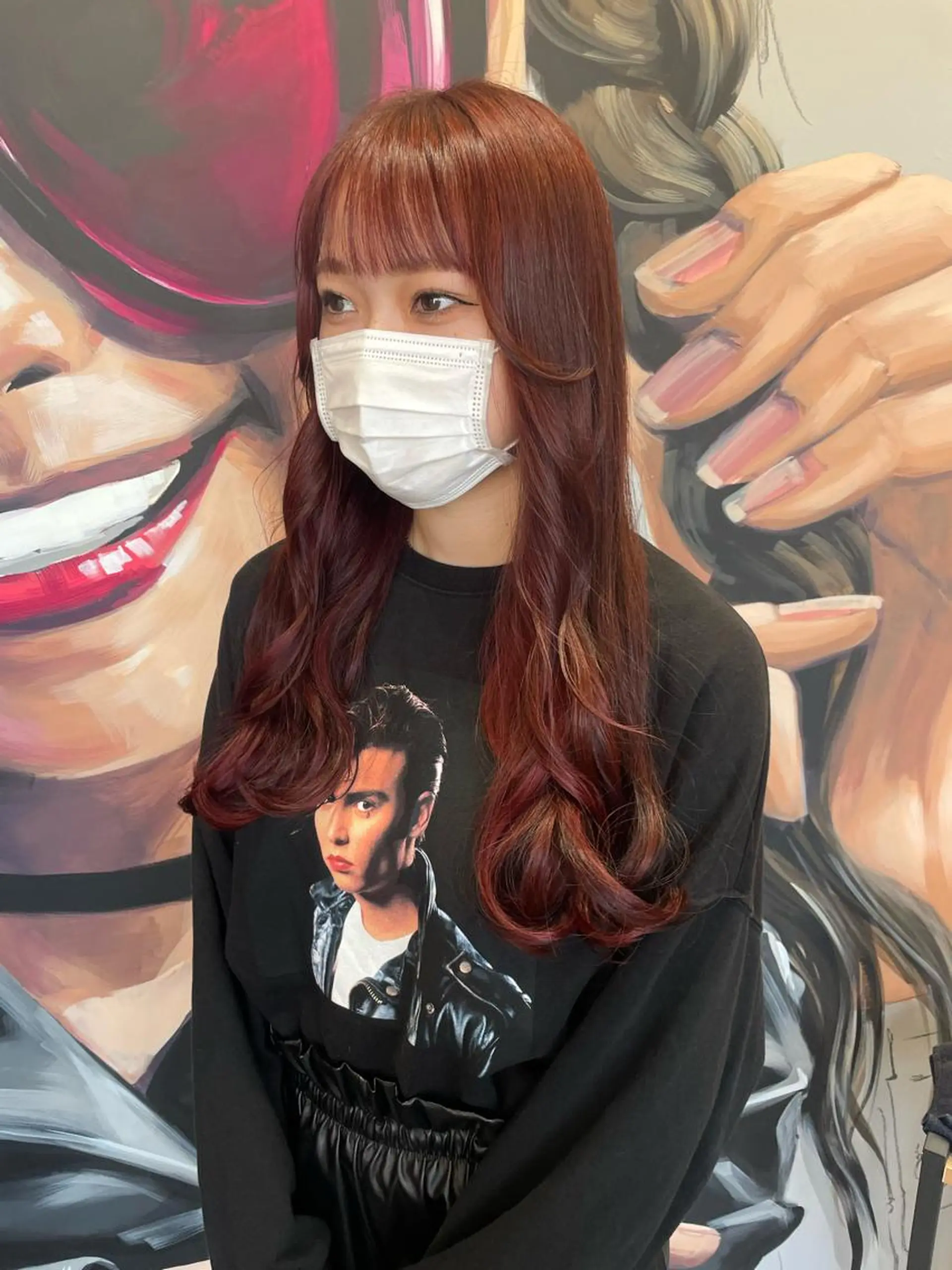 ロング カラー ブラウンカラー レッドカラー 韓国レイヤー/髪質 改善/縮毛🤍吉田のヘアスタイル