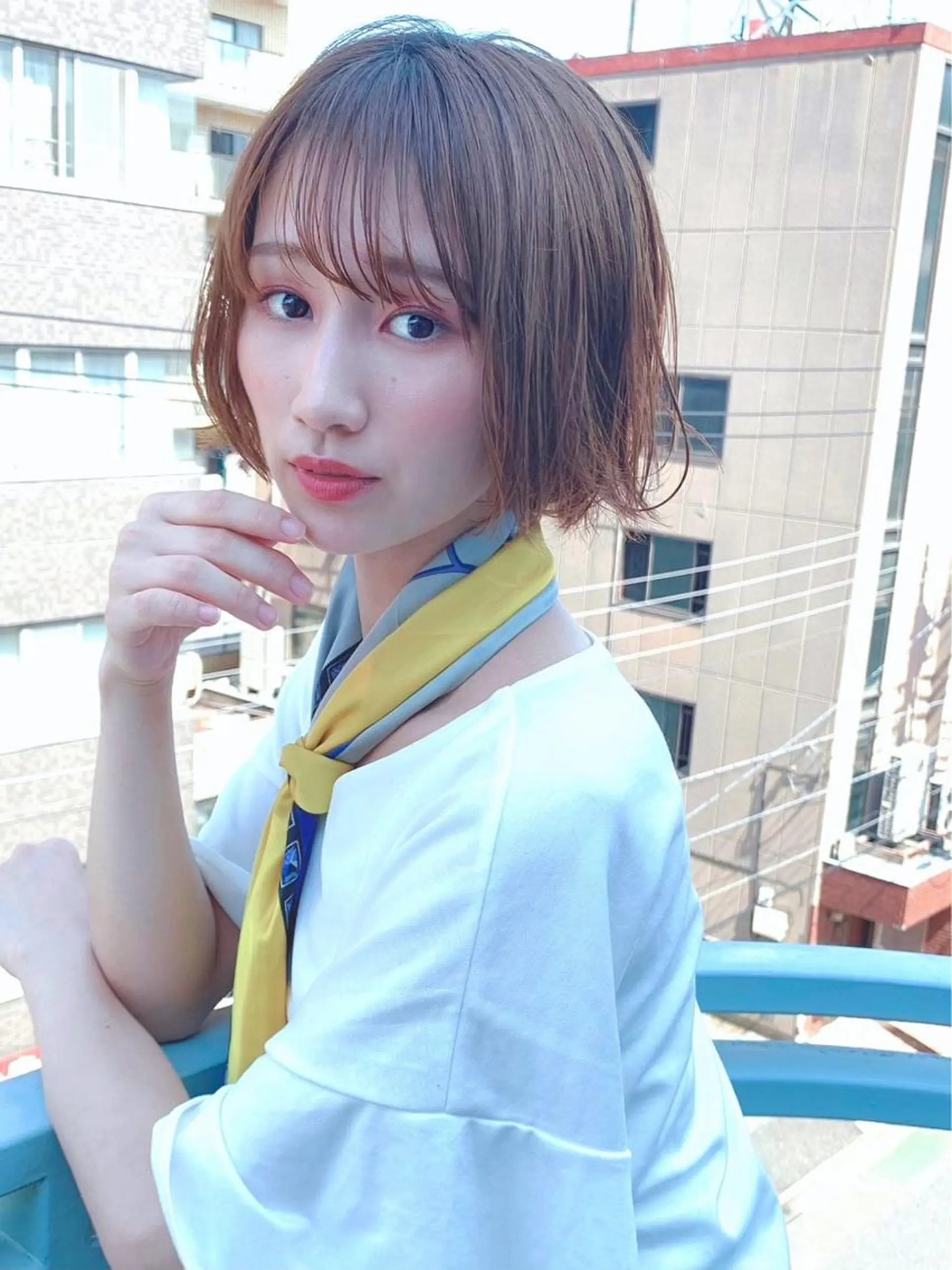 ミディアム カラー パーマ ヘアアレンジ 【公式】amble luxe池袋東口💛のヘアスタイル