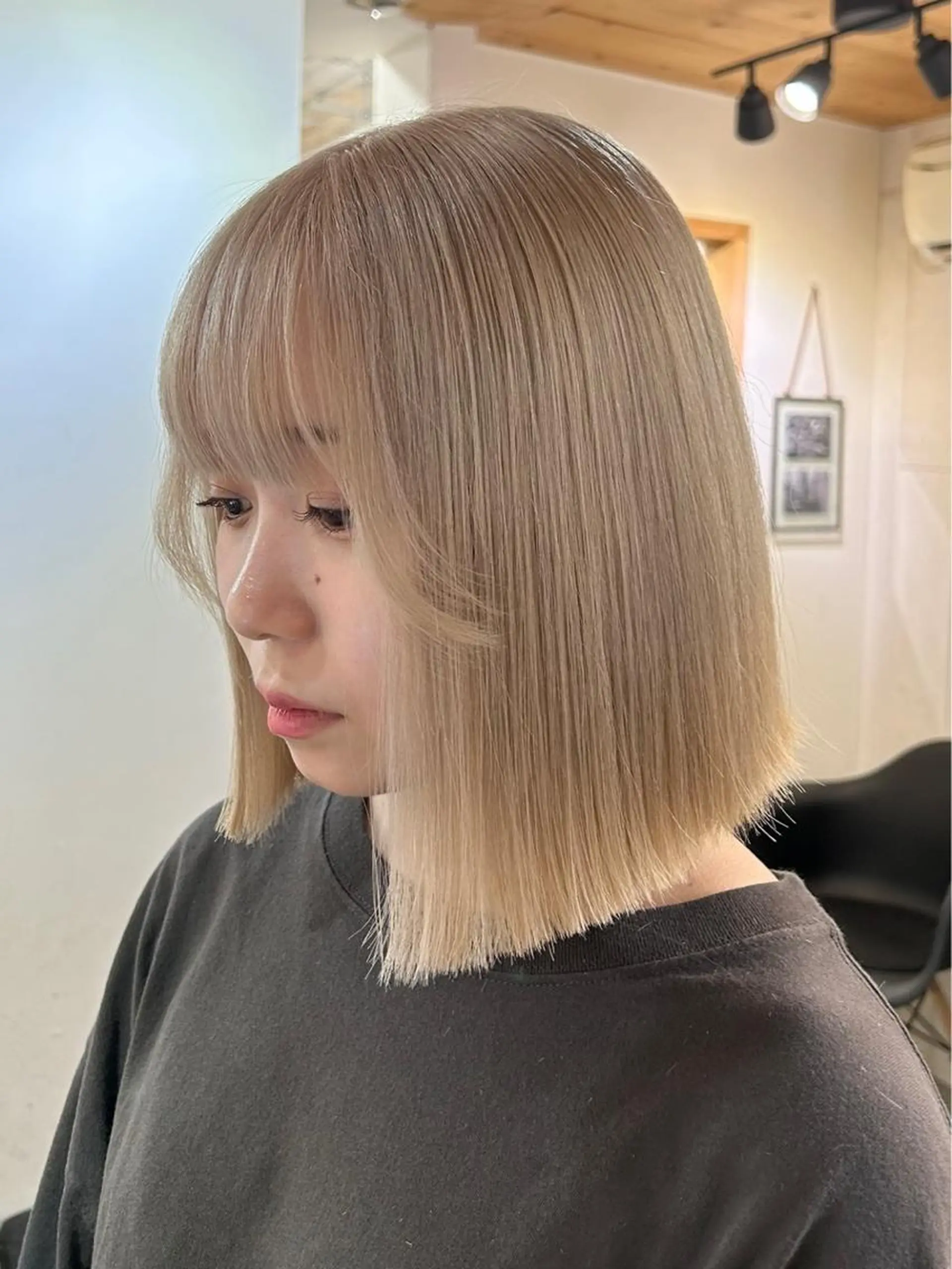 ミディアム カラー ヘアカラー トリートメント 韓国/ハイトーン/ ボブ🎀MIKU🎀のヘアスタイル