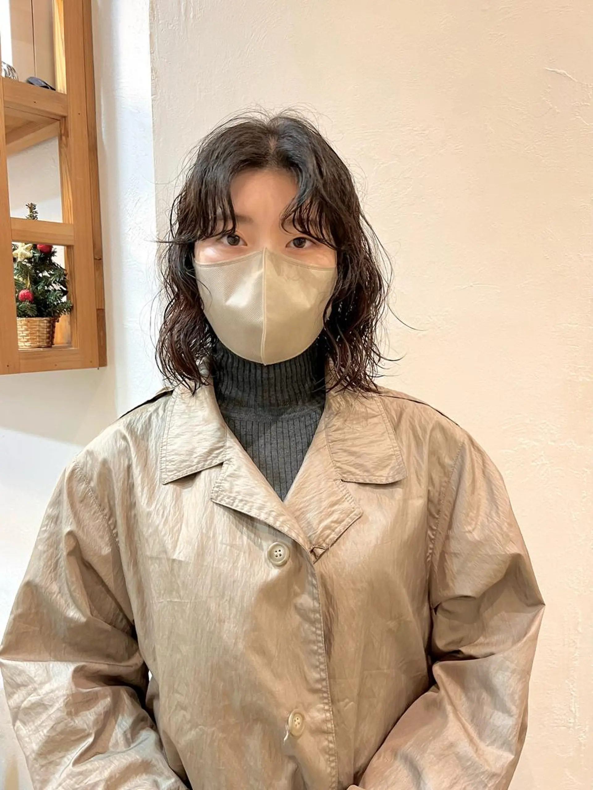 ミディアム パーマ ミディアムパーマ カット ヘアカラー トリートメント 店長　ショート& パーマ　坂本のヘアスタイル