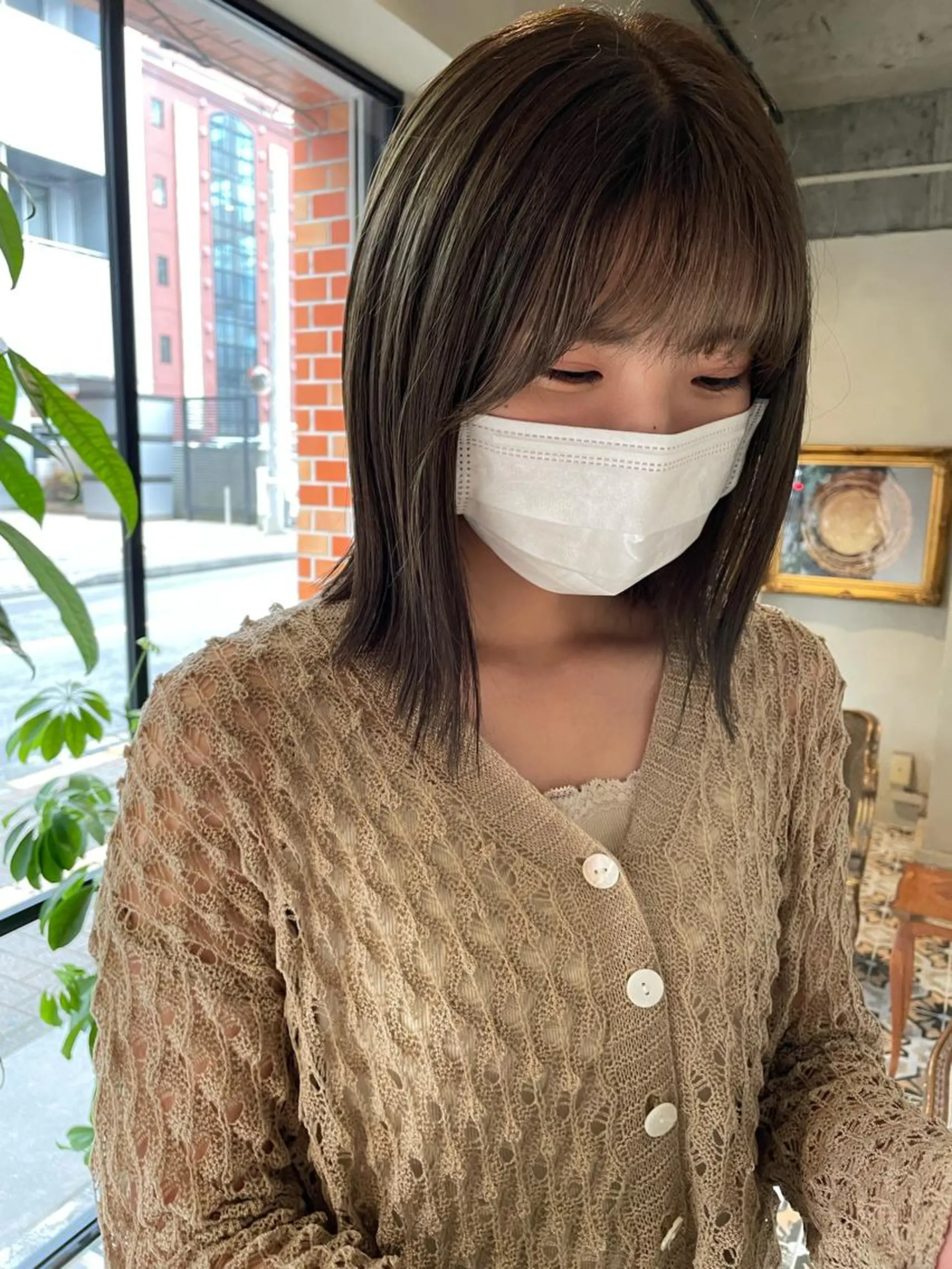 ミディアム カラー ベージュカラー オリーブベージュ カット ヘアカラー ベージュ🤎透明感 カラー🤎anriのヘアスタイル