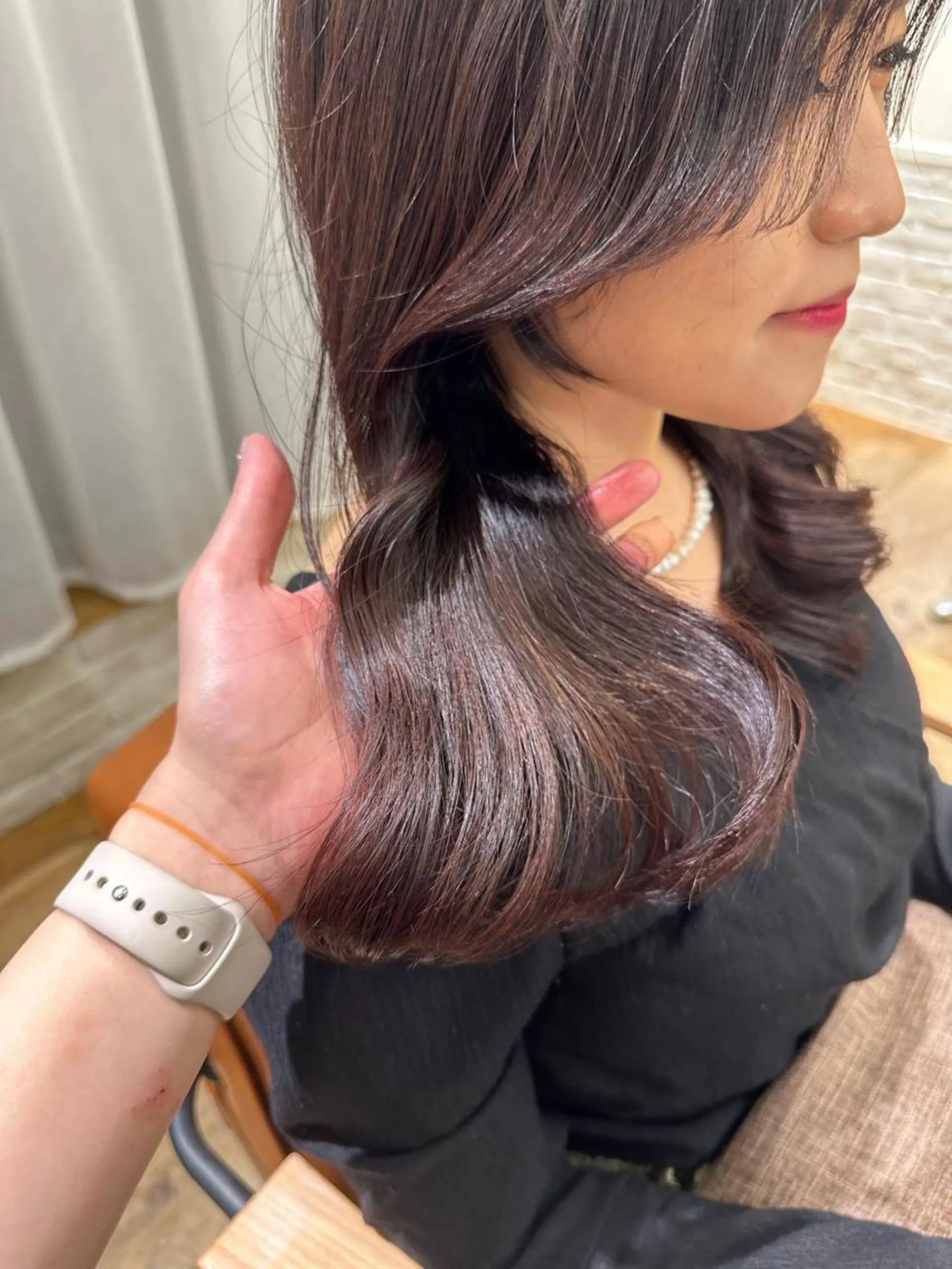 セミロング カラー パーマ ヘアアレンジ メンズ キッズ ネイル マツエク・マツパ アイブロウ ヘアカラー 顔周りcut/ 艶ワンカラー♥ちさきのヘアスタイル