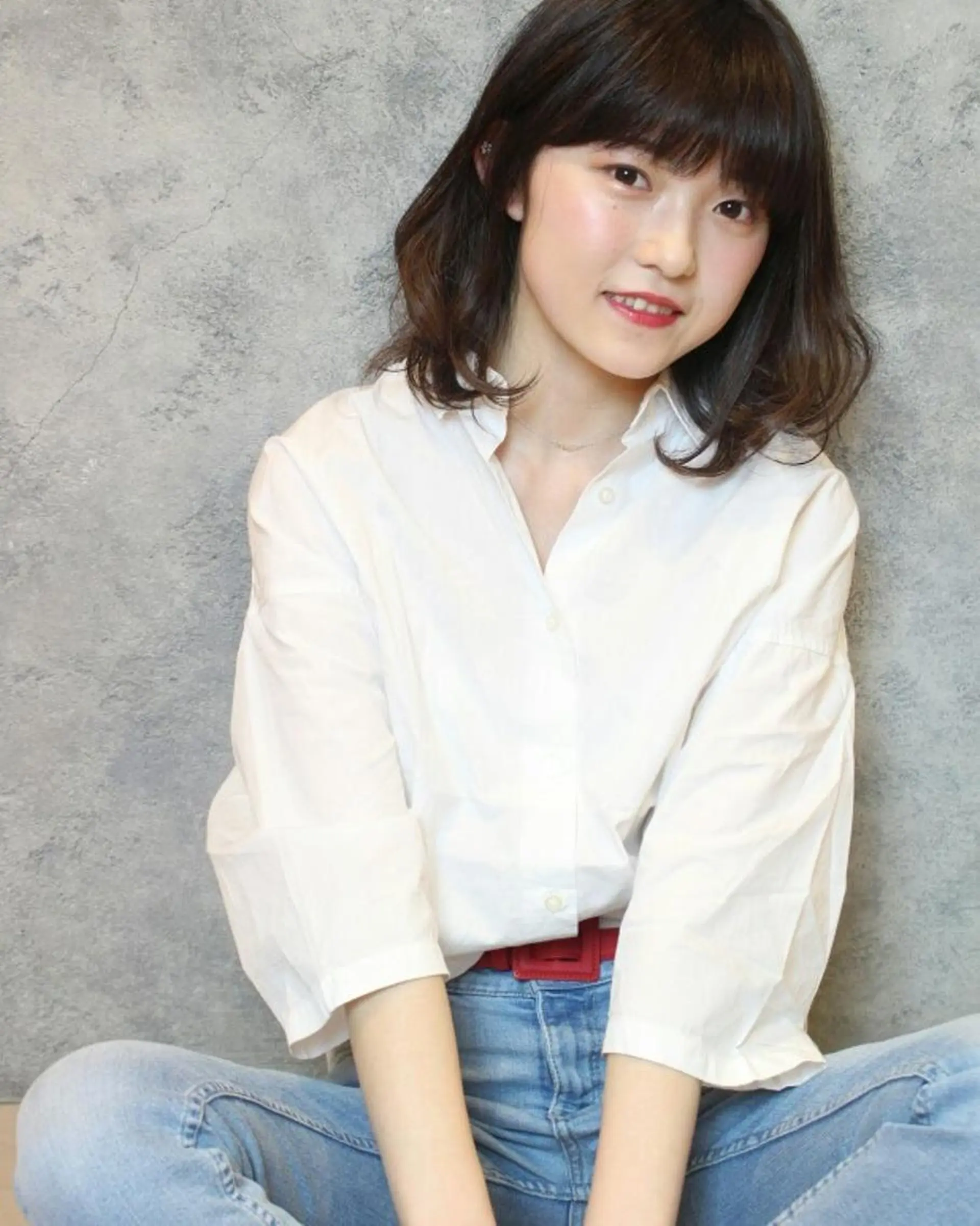 セミロング カラー くせ毛 スタイル 相模大野のヘアスタイル