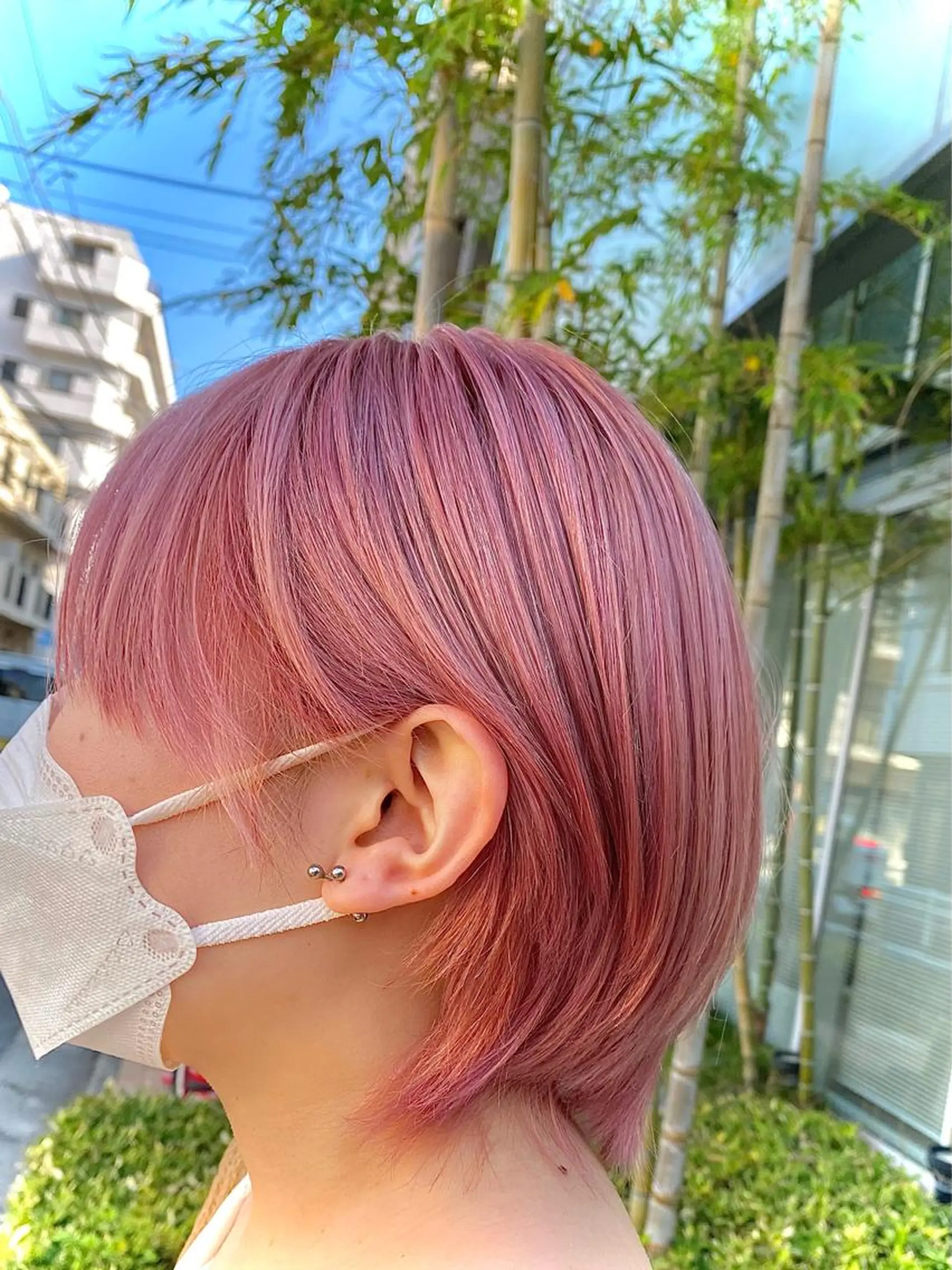 ショート カラー ピンクカラー レイヤーカット🍒韓 国ヘア🍒ひかりのヘアスタイル