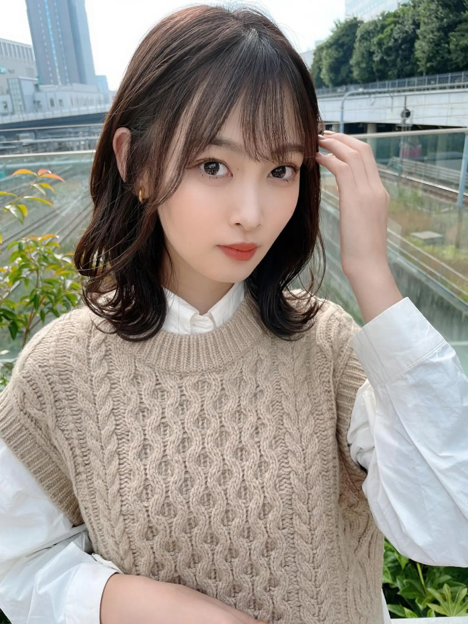 ミディアム カラー ヘアアレンジ 顔周りカット/髪質改 善/新宿/畑中稔里のヘアスタイル