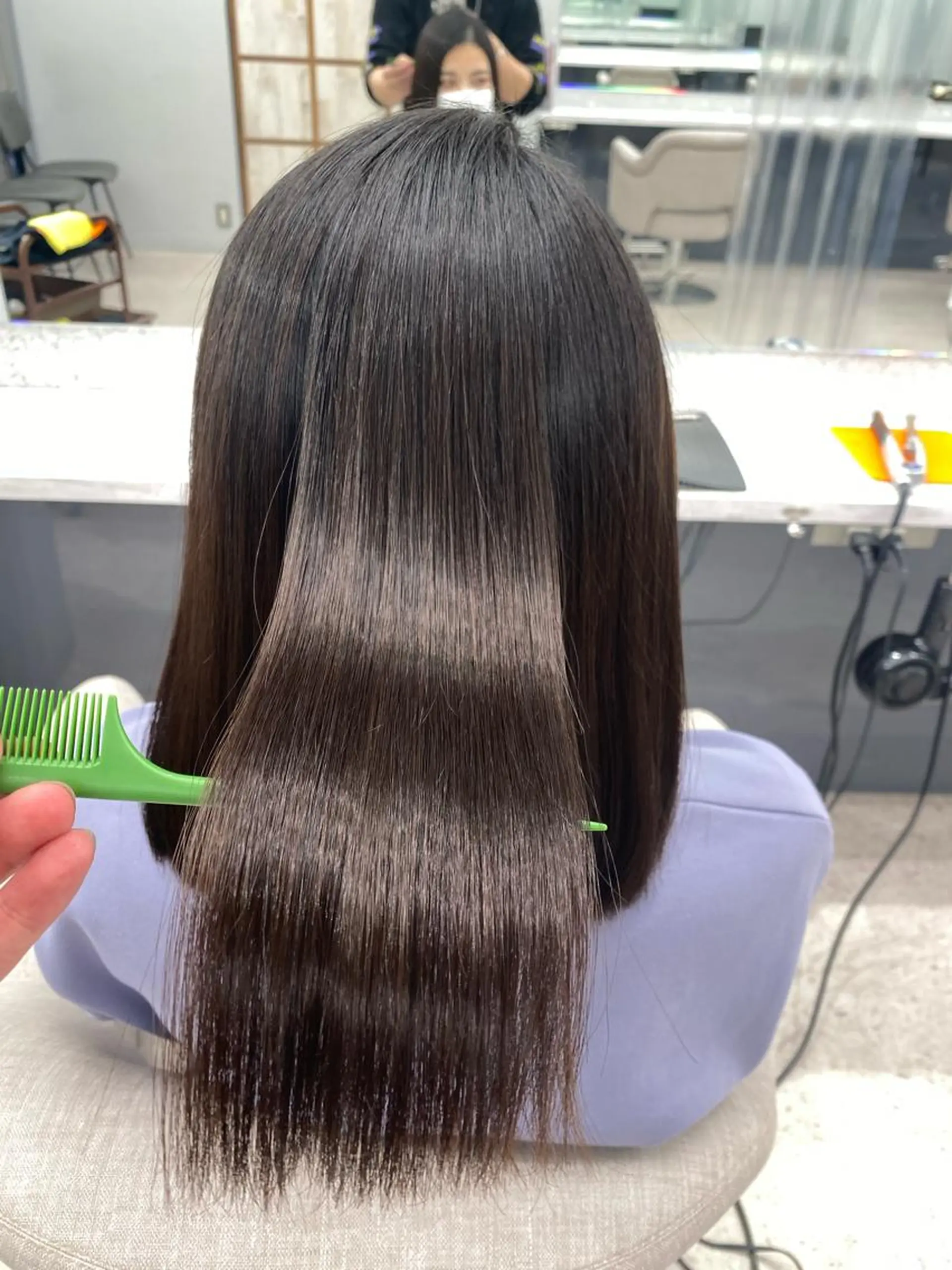 ロング ヘアカラー 縮毛矯正 京都レイヤーカット/ 縮毛矯正/羽柴りくのマツエク・マツパデザイン