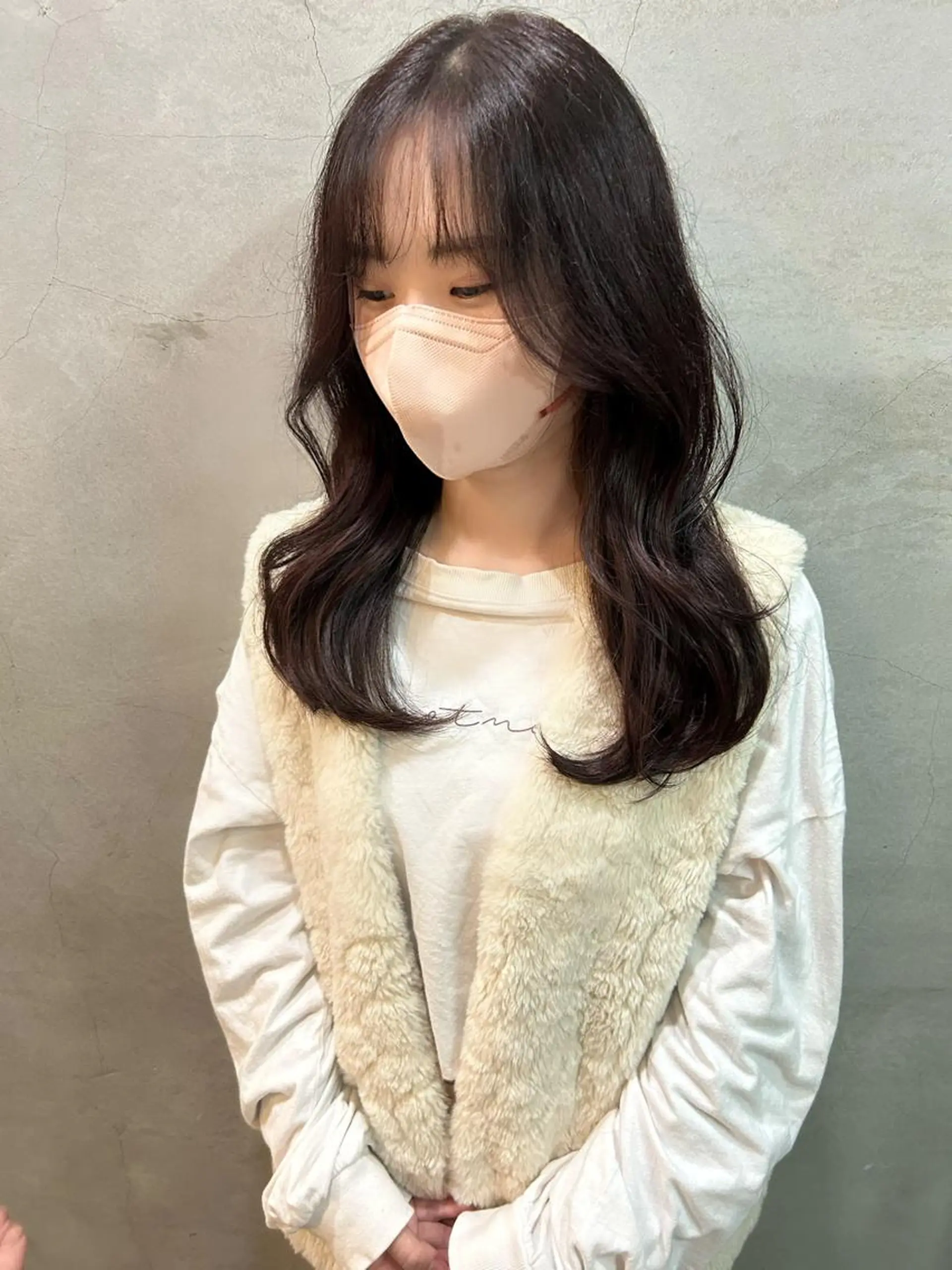 ロング カラー くびれヘア 韓国風ヘア カット ヘアカラー トリートメント レイヤー/韓国ヘア 杉浦結梨のヘアスタイル