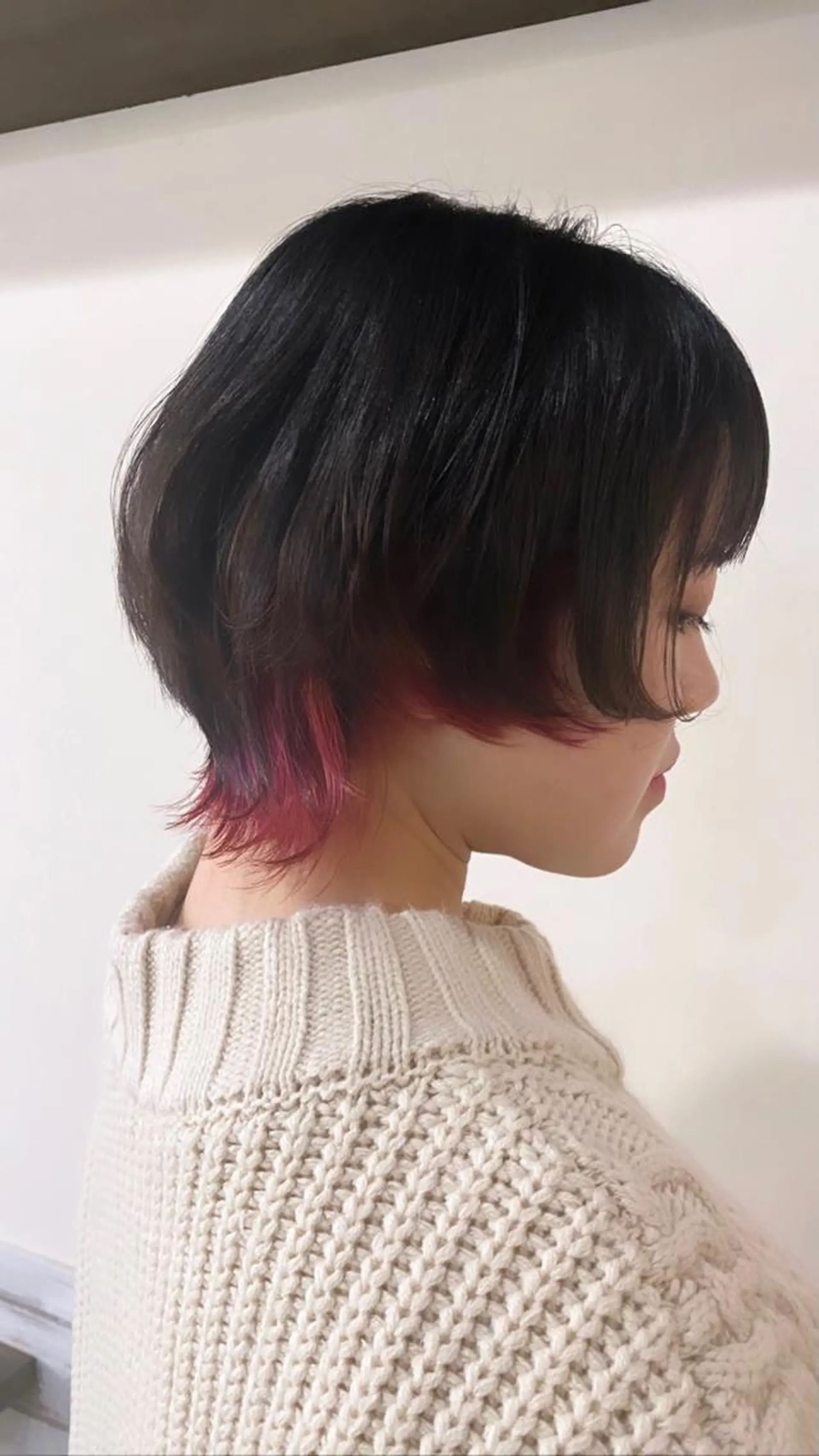 ショート カラー ヘアアレンジ ピンクカラー ウルフカット カット ヘアカラー パーマ トリートメント まつげと美容室/ 個室/瀬戸 一菜のヘアスタイル