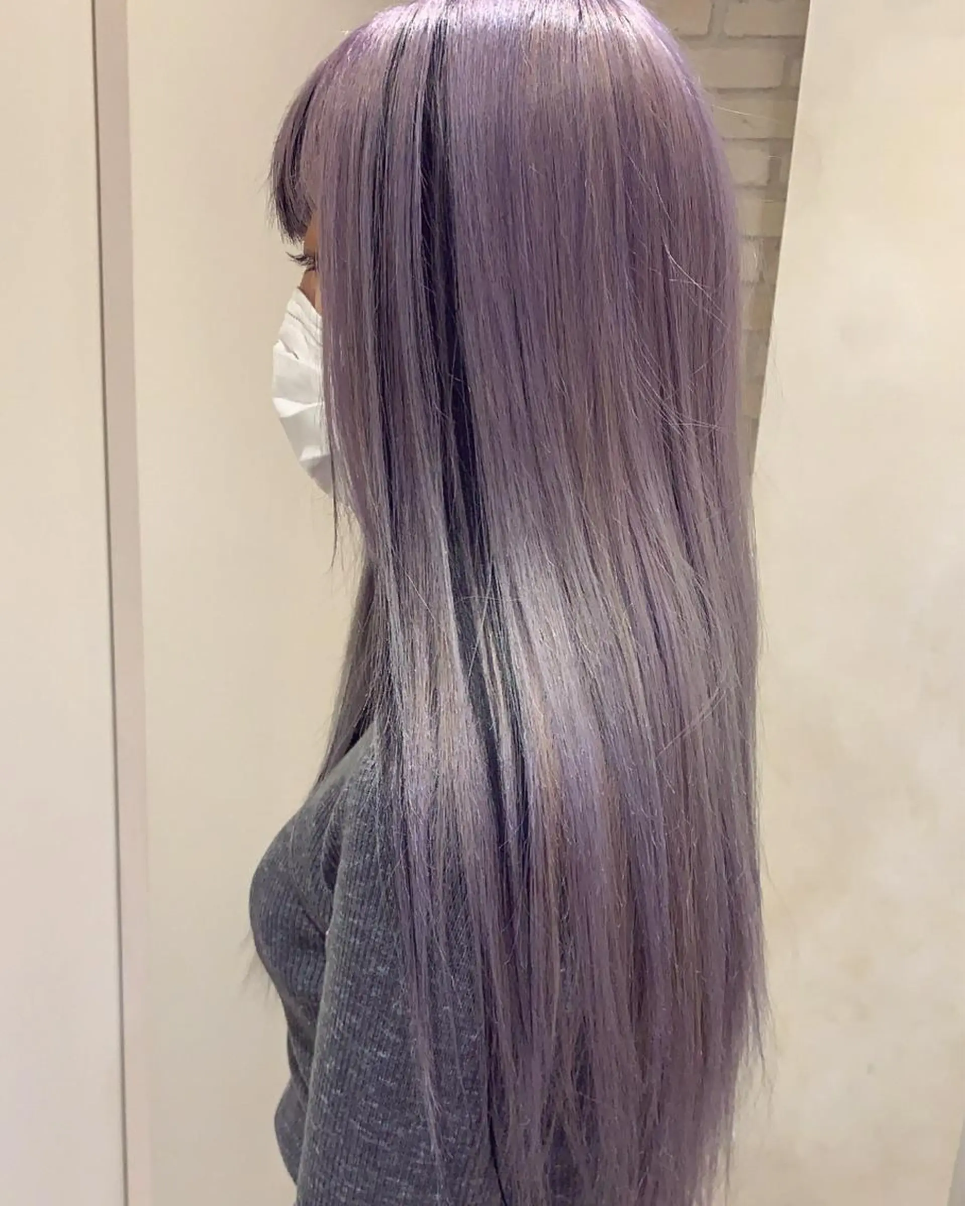 ロング カラー 黒髪 パープルカラー エクステ ミユ🎀アニメカラー 🎨デザインカラーのヘアスタイル