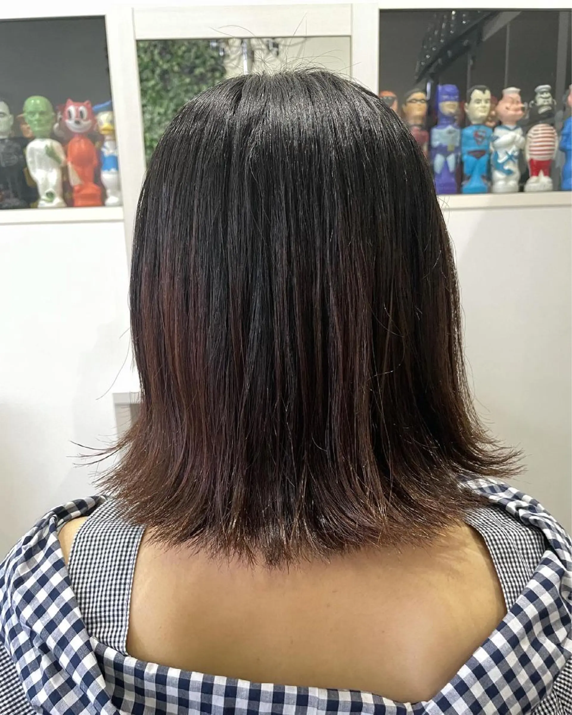 ミディアム カット 縮毛矯正 トリートメント SHINYA シンヤヘアーズのヘアスタイル