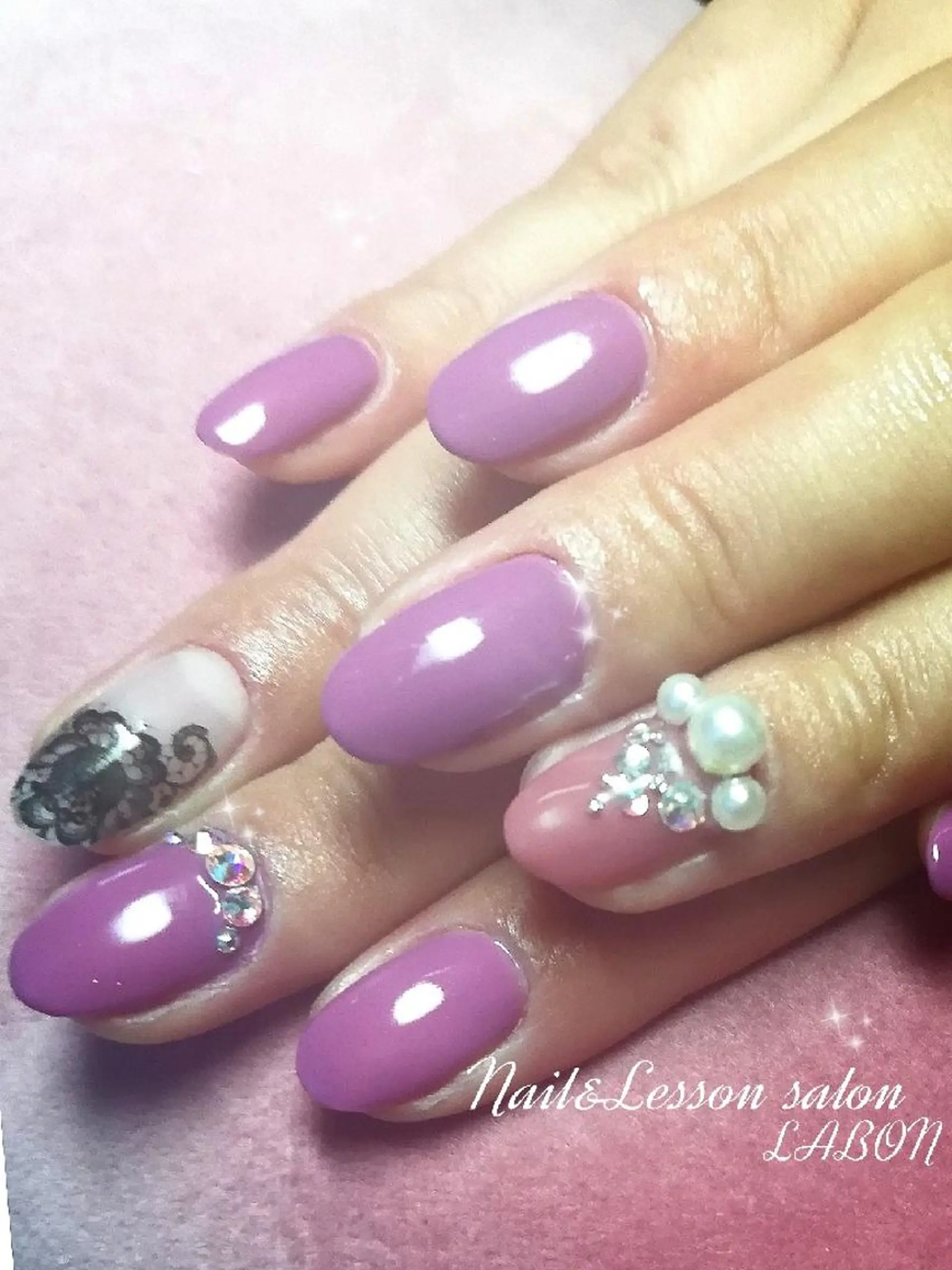 ネイル レース パープル Nail salon LABONのネイルデザイン