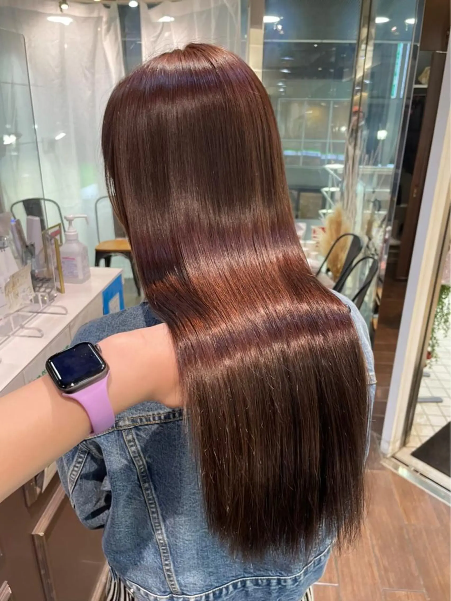 ロング カラー ベージュカラー 黒髪 ブリーチ ブルーカラー ブルーブラック 似合わせカット パーマ/コトミ🐸のヘアスタイル