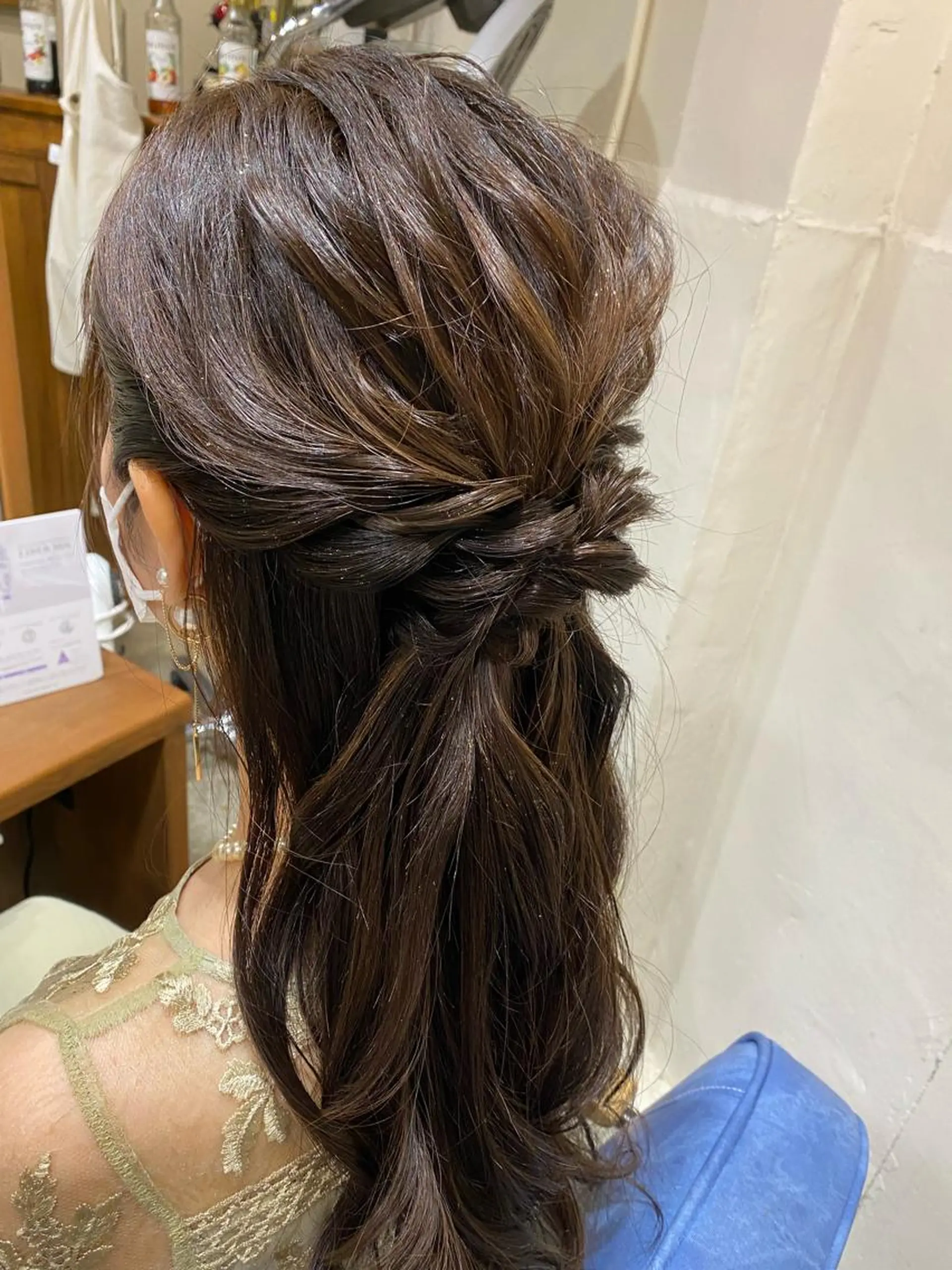 ロング ヘアアレンジ ハーフアップ 結婚式・ブライダル ロング ヘアセット ZAZA YUKAのマツエク・マツパデザイン