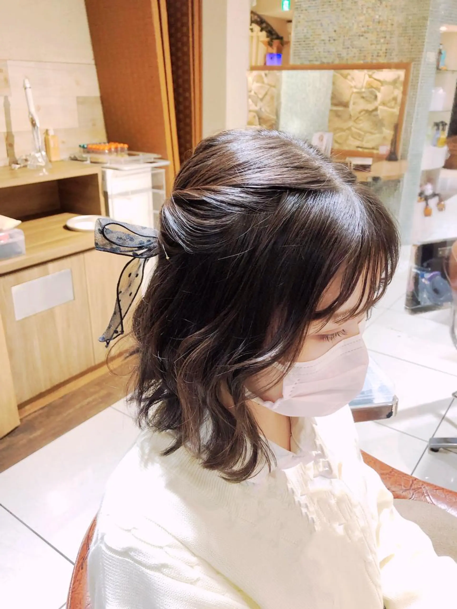 ミディアム ヘアアレンジ 編みこみ 縮毛矯正 【ディレクター 🧸🤍田澤 唯那】のヘアスタイル