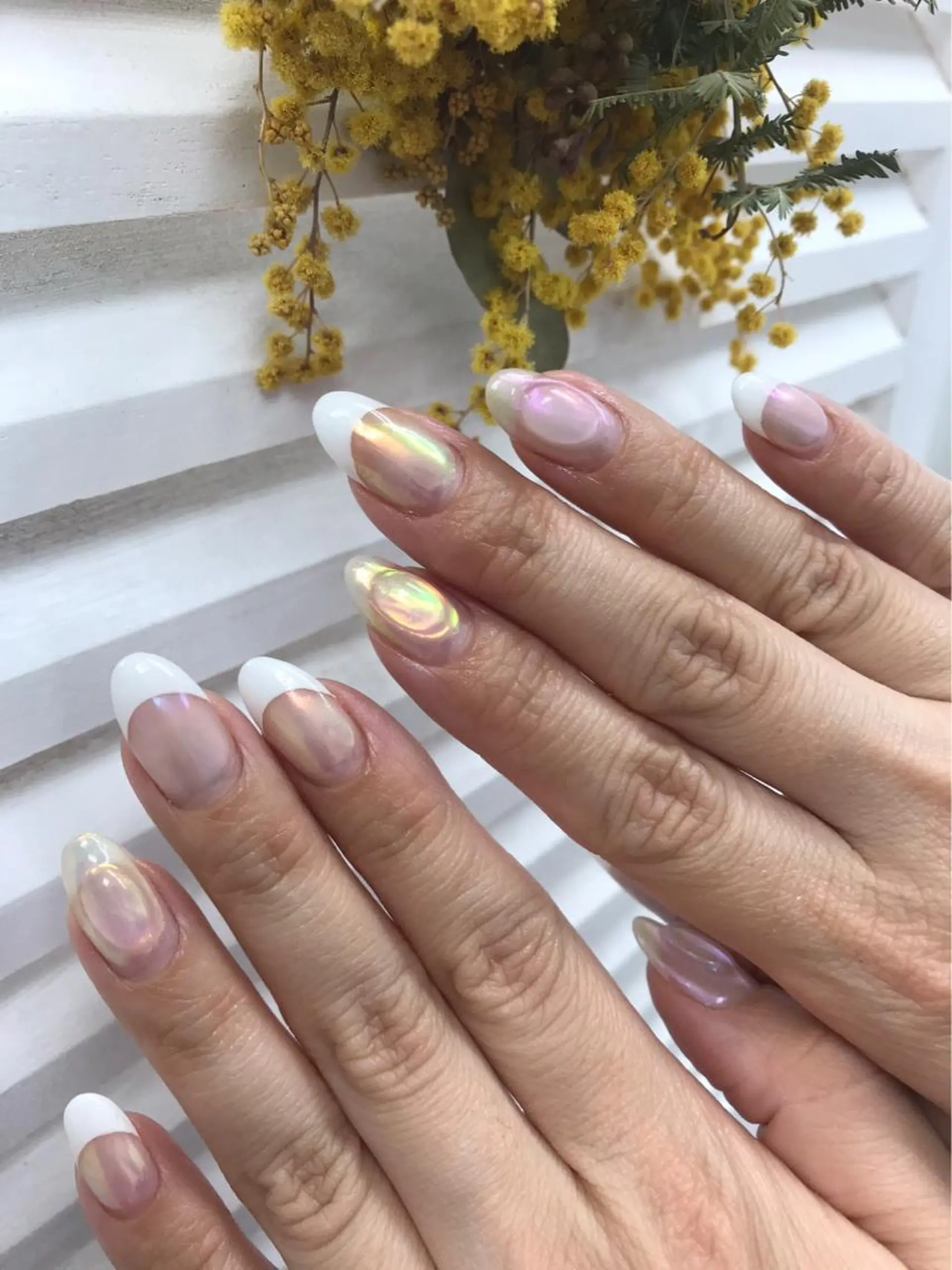 ネイル フレンチネイル ミラーネイル le lien nailのネイルデザイン