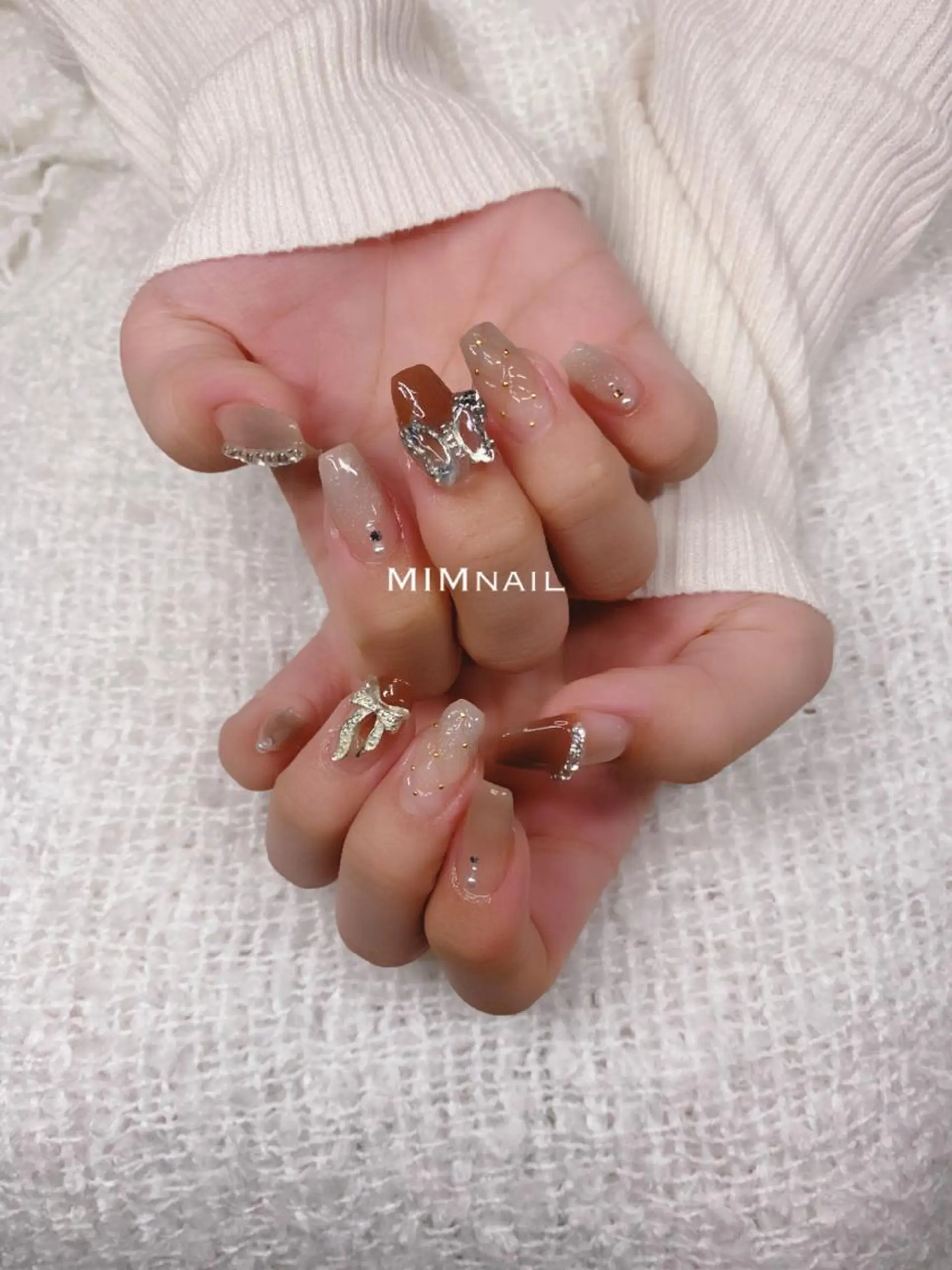 ネイル ブラウン グラデーション 韓国ネイル スカルプネイル *･*MIMnail *･゜ﾟ･*:･*のネイルデザイン