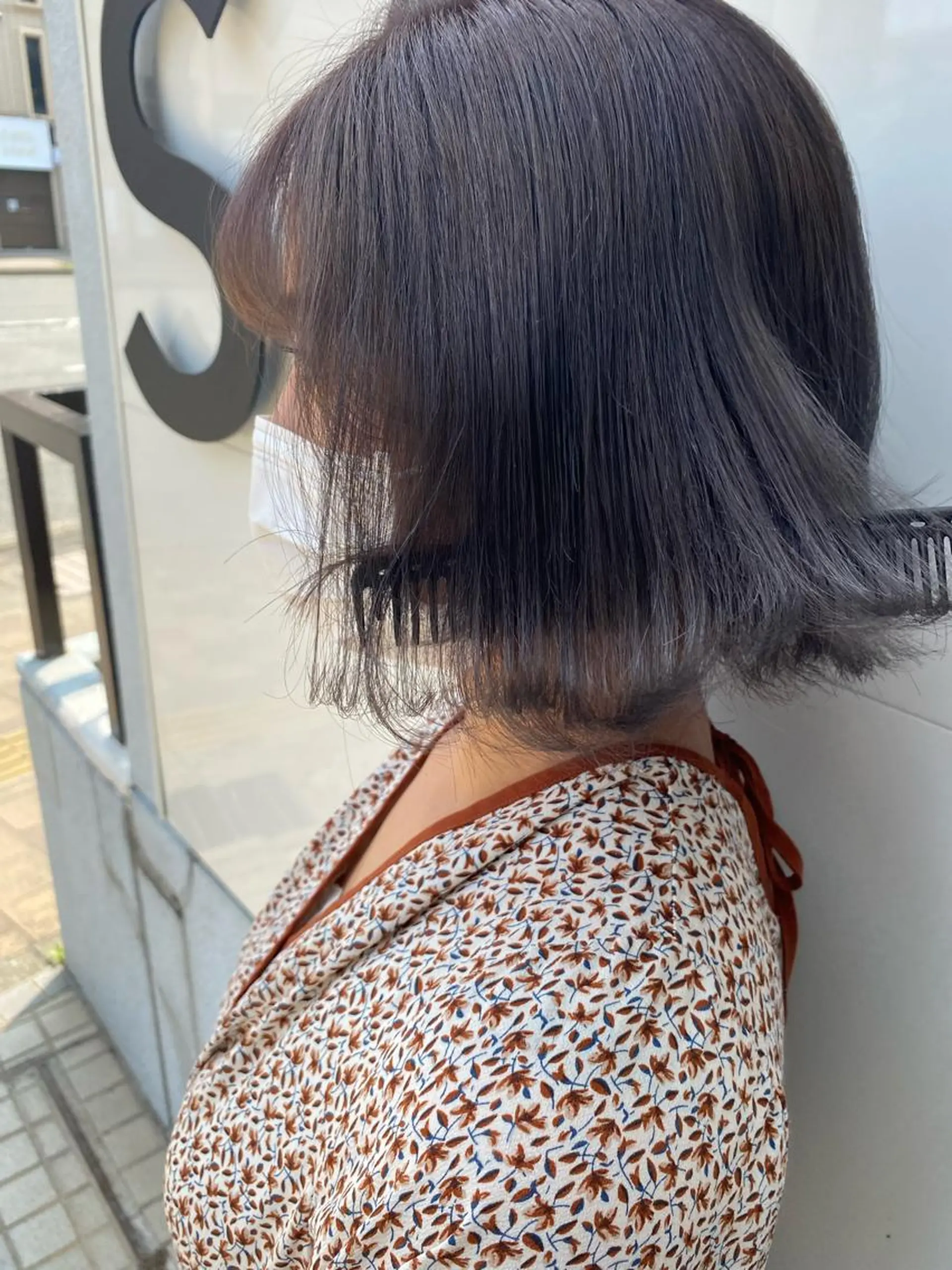 ミディアム カラー ヘアアレンジ グレージュ Olive🫒／赤み 消し／透明感のヘアスタイル