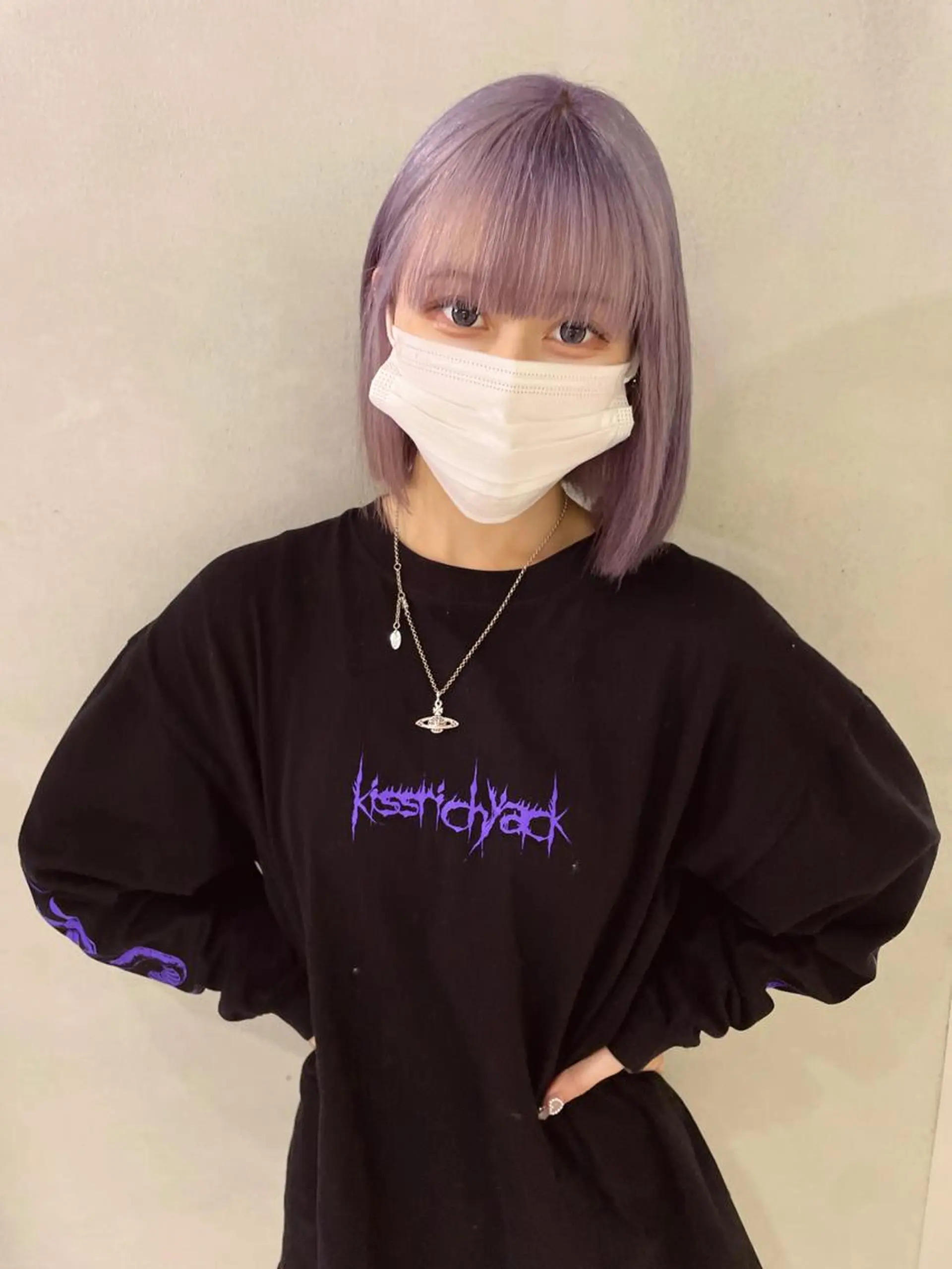 ミディアム カラー ブリーチ ハイトーンカラー ラベンダーカラー 心斎橋/ブリーチ minamiのヘアスタイル