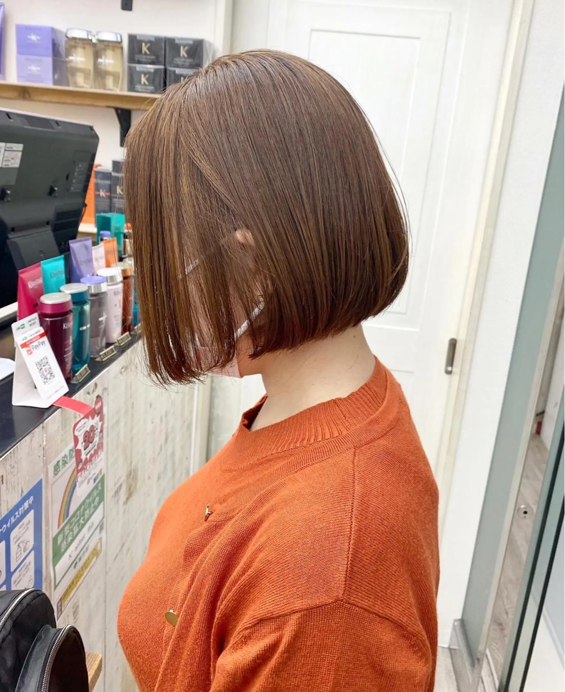 ショート カラー アッシュ ベージュカラー ブラウンカラー イルミナカラー オレンジ カット トリートメント ヘッドスパ B3  SHARE SALON【ビースリーシェアサロン】所属・☀️透明感color KURO☀️のヘアスタイル