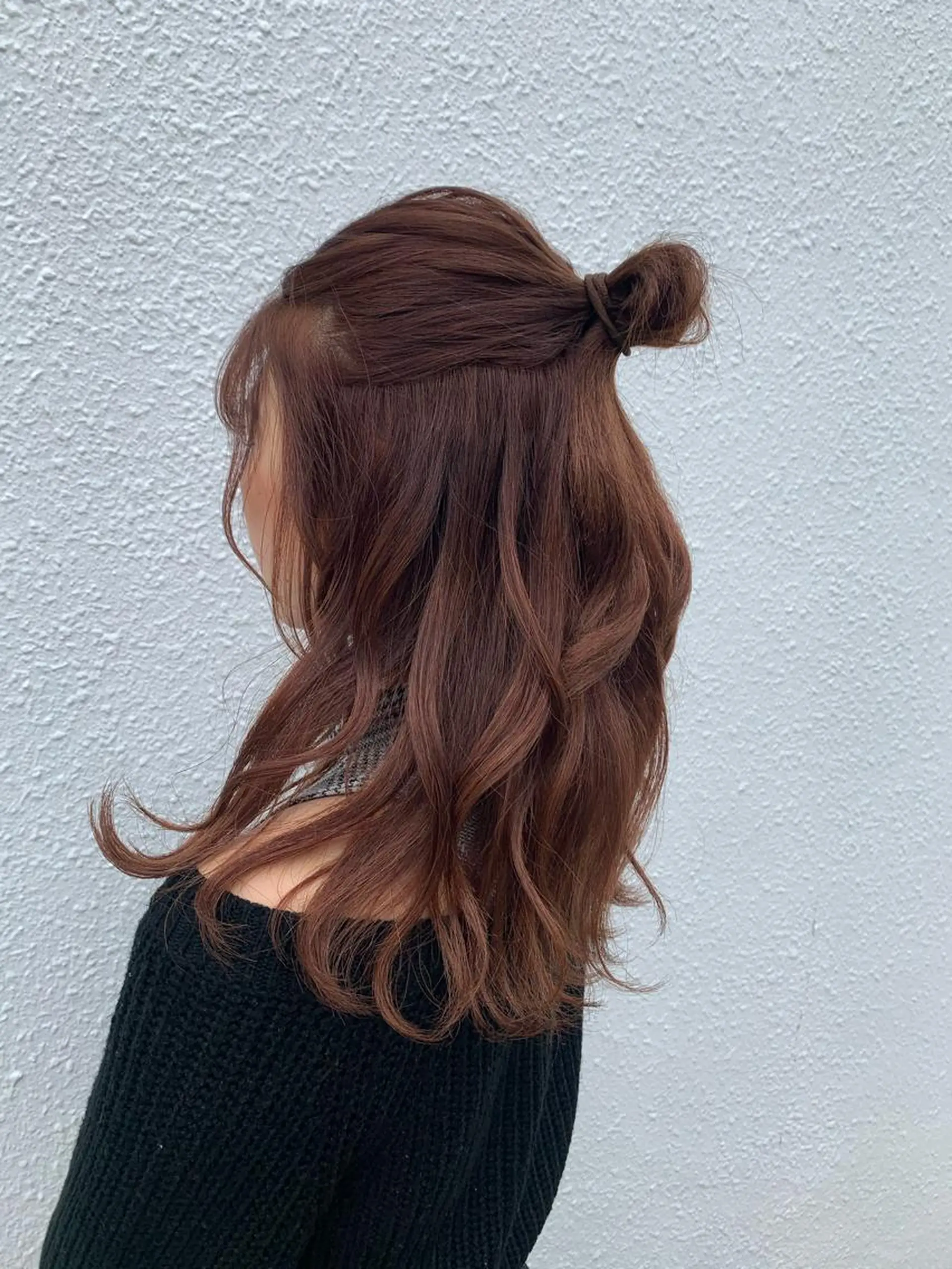 セミロング カラー ブラウンカラー オレンジ オレンジブラウン 菅沼 まみのヘアスタイル