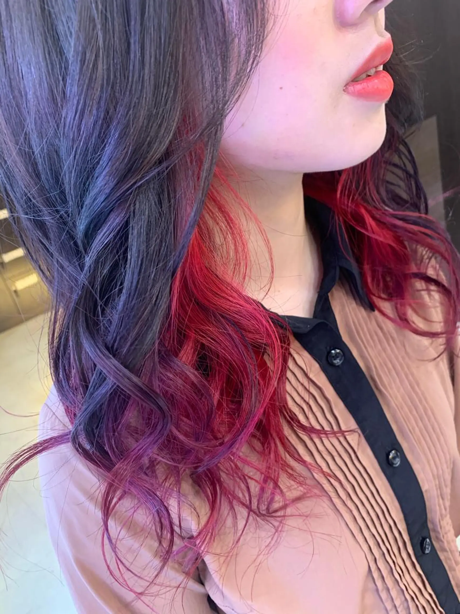 セミロング カラー インナーカラー レッドカラー ヘアカラー トリートメント ✂️大門 巧✂️ LAFF難波店のヘアスタイル