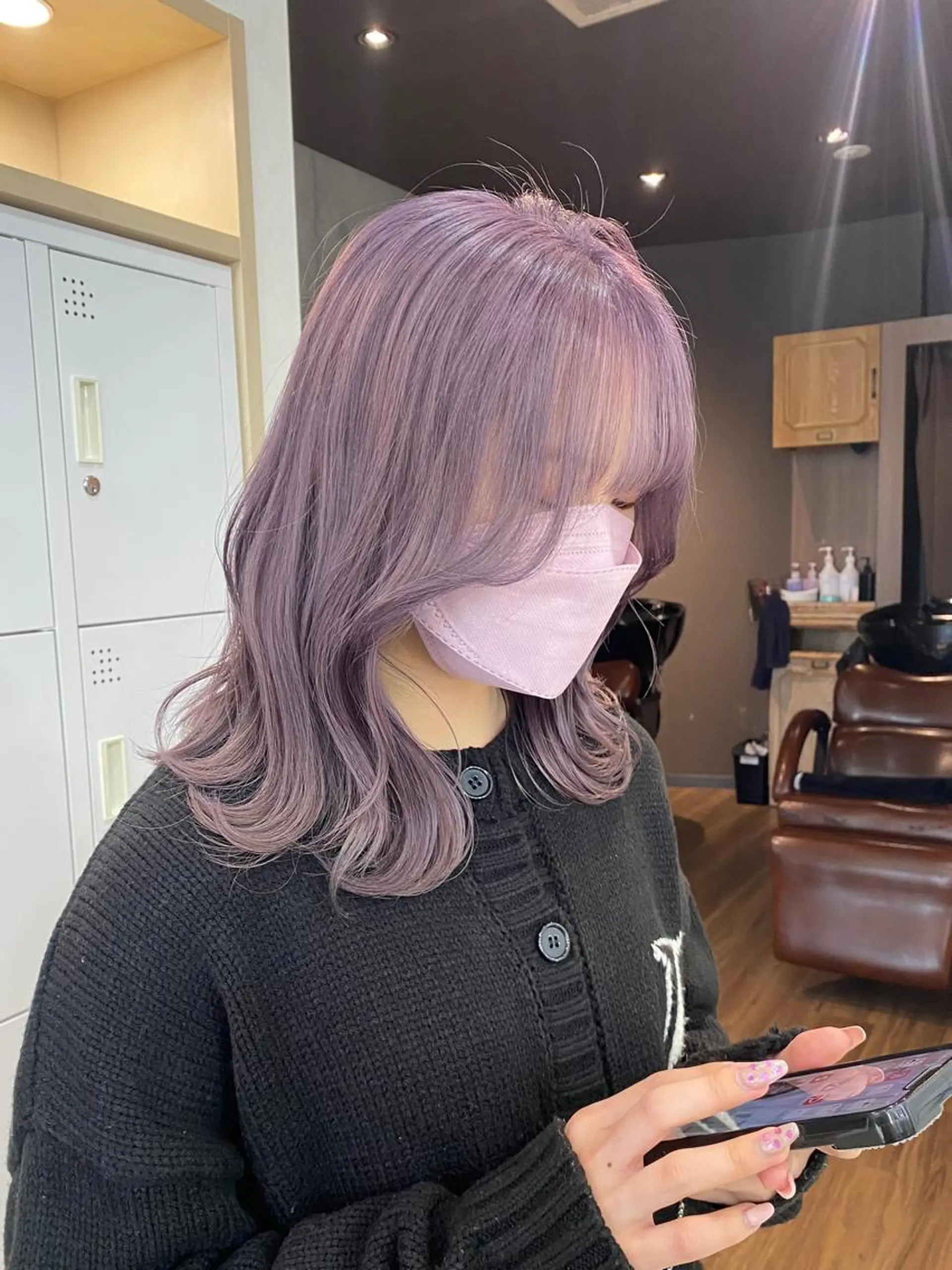 ミディアム カラー ヘアアレンジ ヘアカラー ♡韓国風ヘア 🐈♡MIHOのヘアスタイル