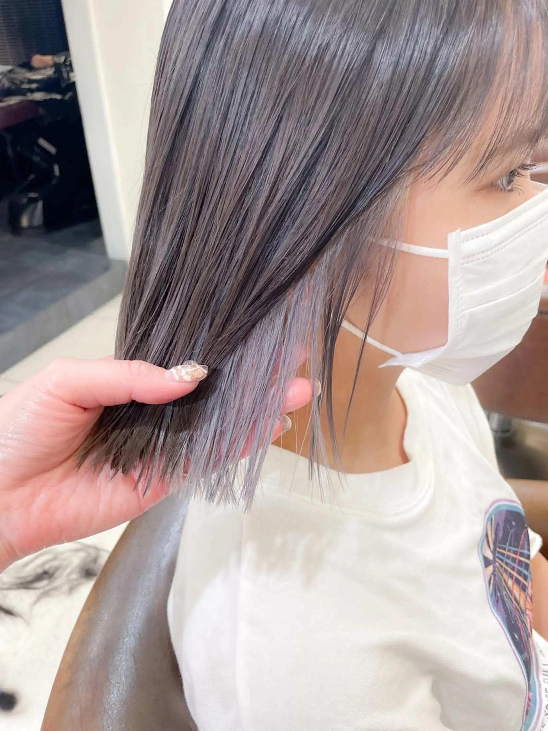 ミディアム カラー 切りっぱなしボブ インナーカラー ボブ ヘアカラー ✨カラー支持No.1 🧸ワキ カナコ🧸のヘアスタイル