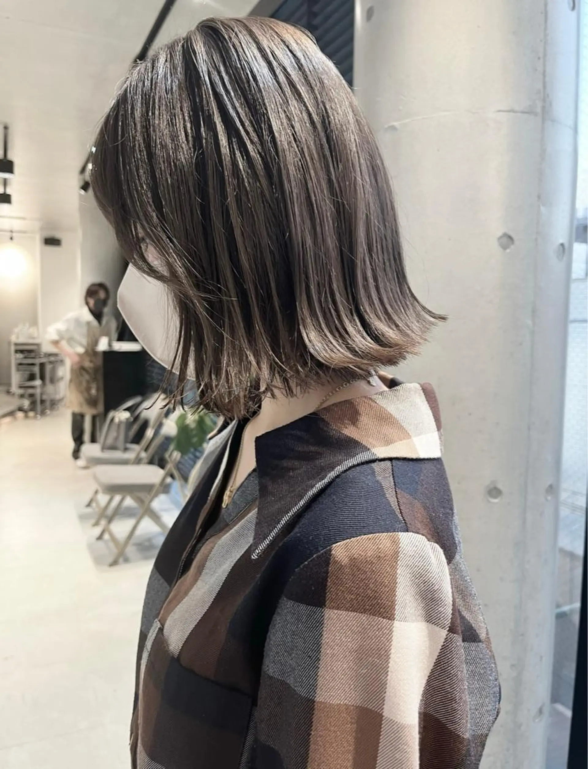 ミディアム カラー パーマ カット ヘアカラー トリートメント ヘッドスパ ヘアセット 透明感/オリーブ/ グレージュ/YUKAのヘアスタイル