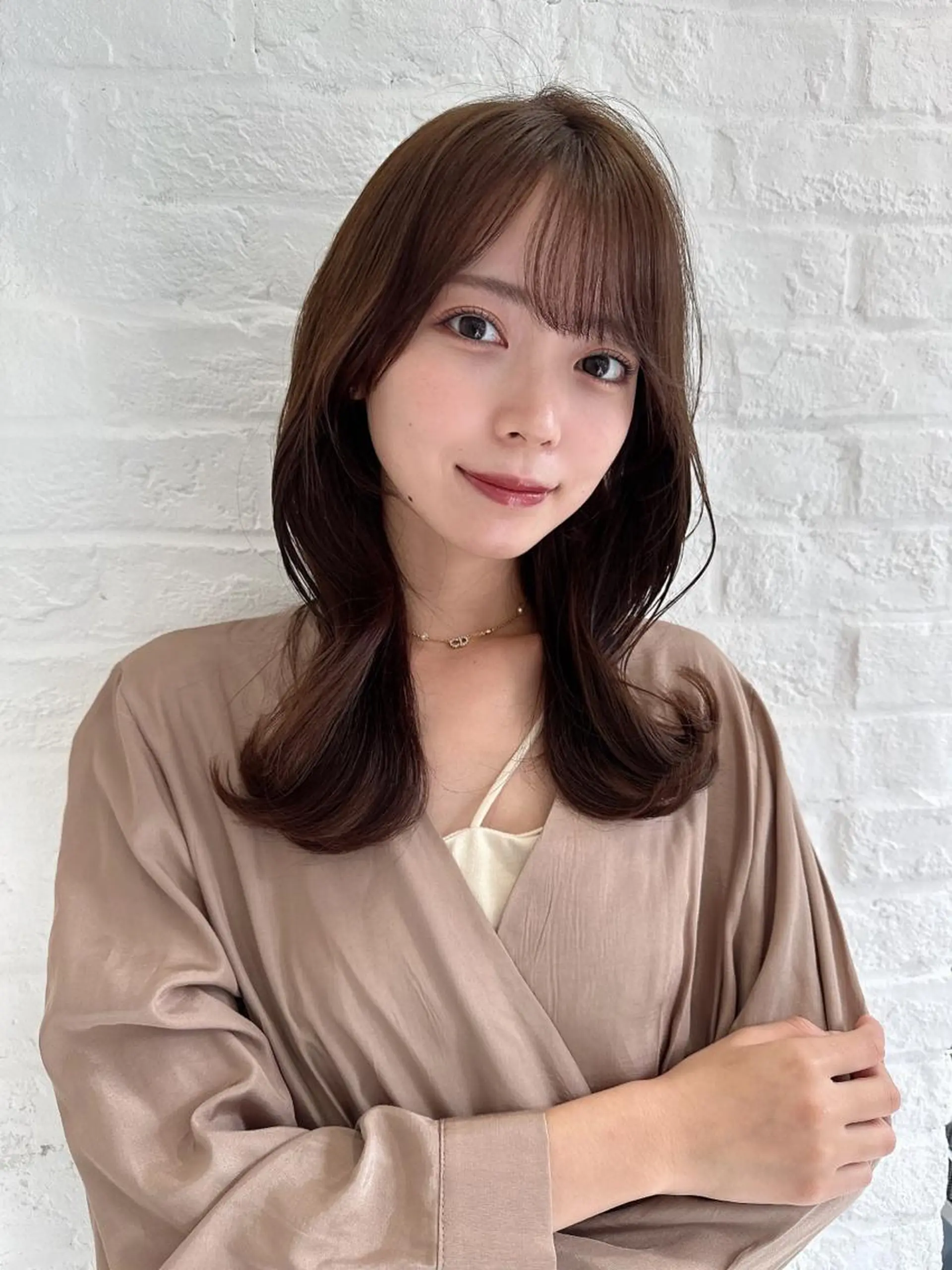 セミロング カラー ベージュカラー ブラウンカラー ブラウンベージュ くびれヘア 顔周りカット カット ヘアカラー トリートメント 顔周り/くびれヘア 韓国ヘア💕風間るなのヘアスタイル