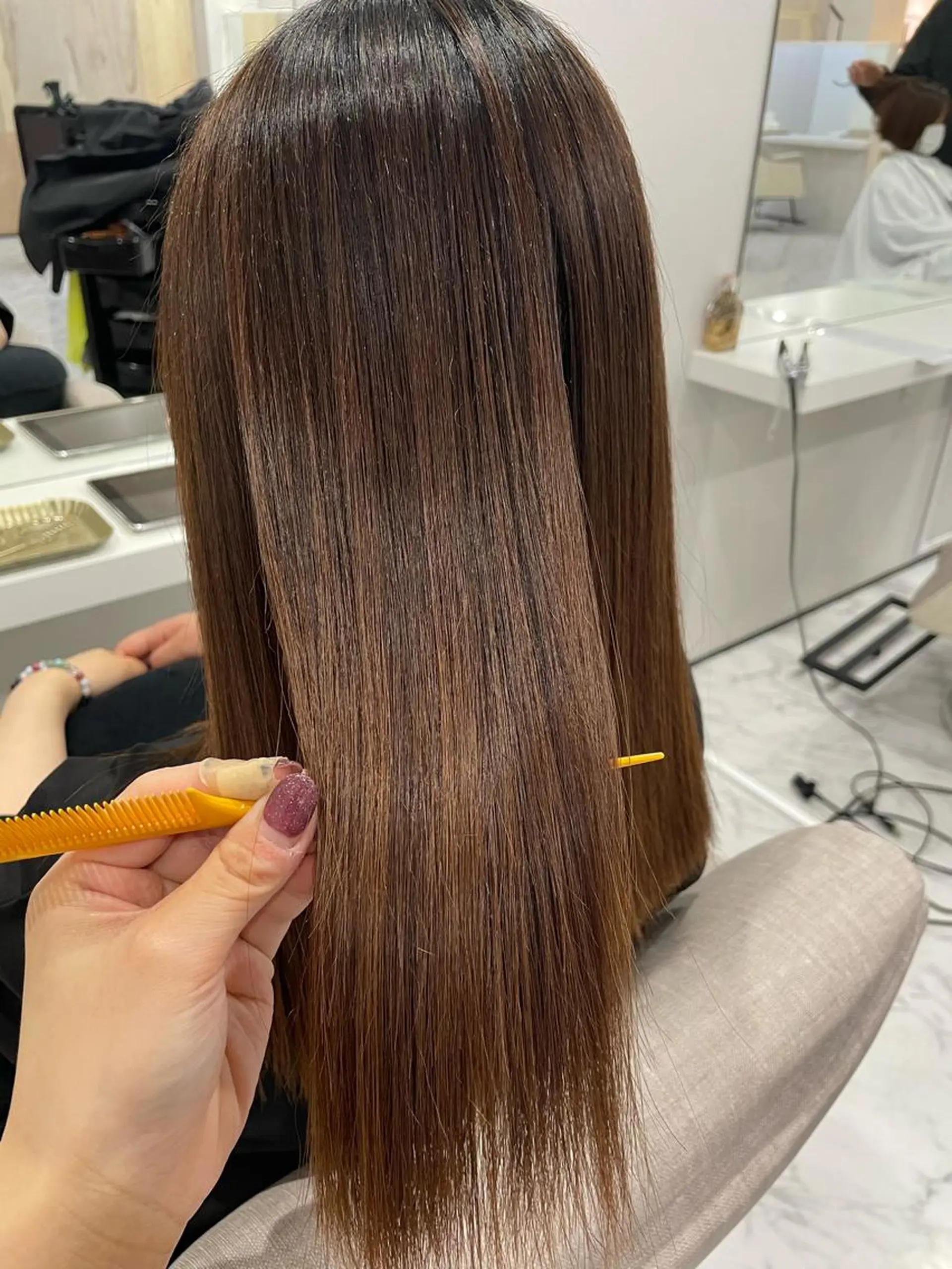 ロング カット ヘアカラー トリートメント ウルフ/レイヤー/ 縮毛矯正/照井友梨のヘアスタイル