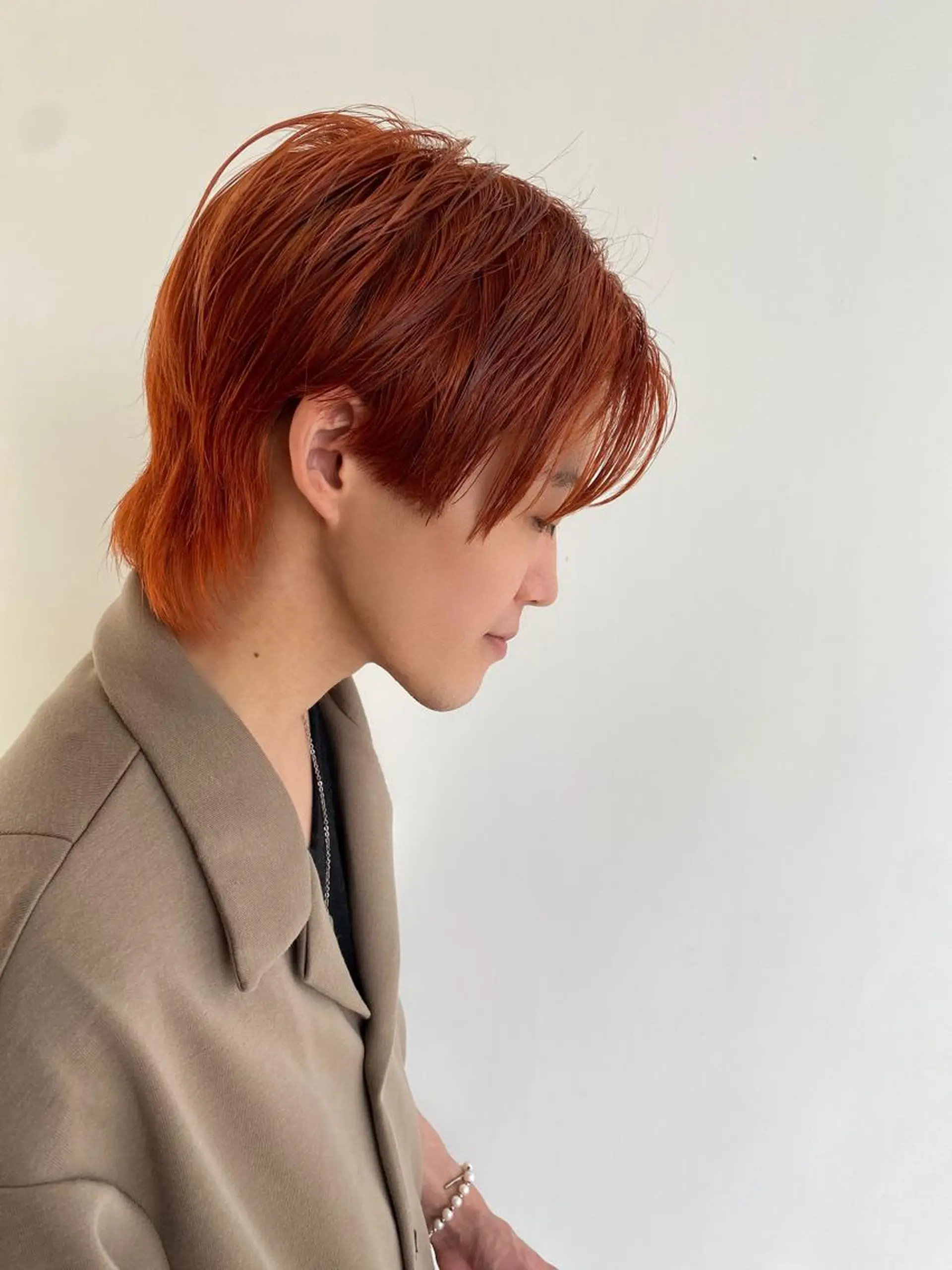 ショート カラー ヘアアレンジ メンズ メンズブリーチ ブリーチ オレンジ 坂尻 嘉珠也のヘアスタイル