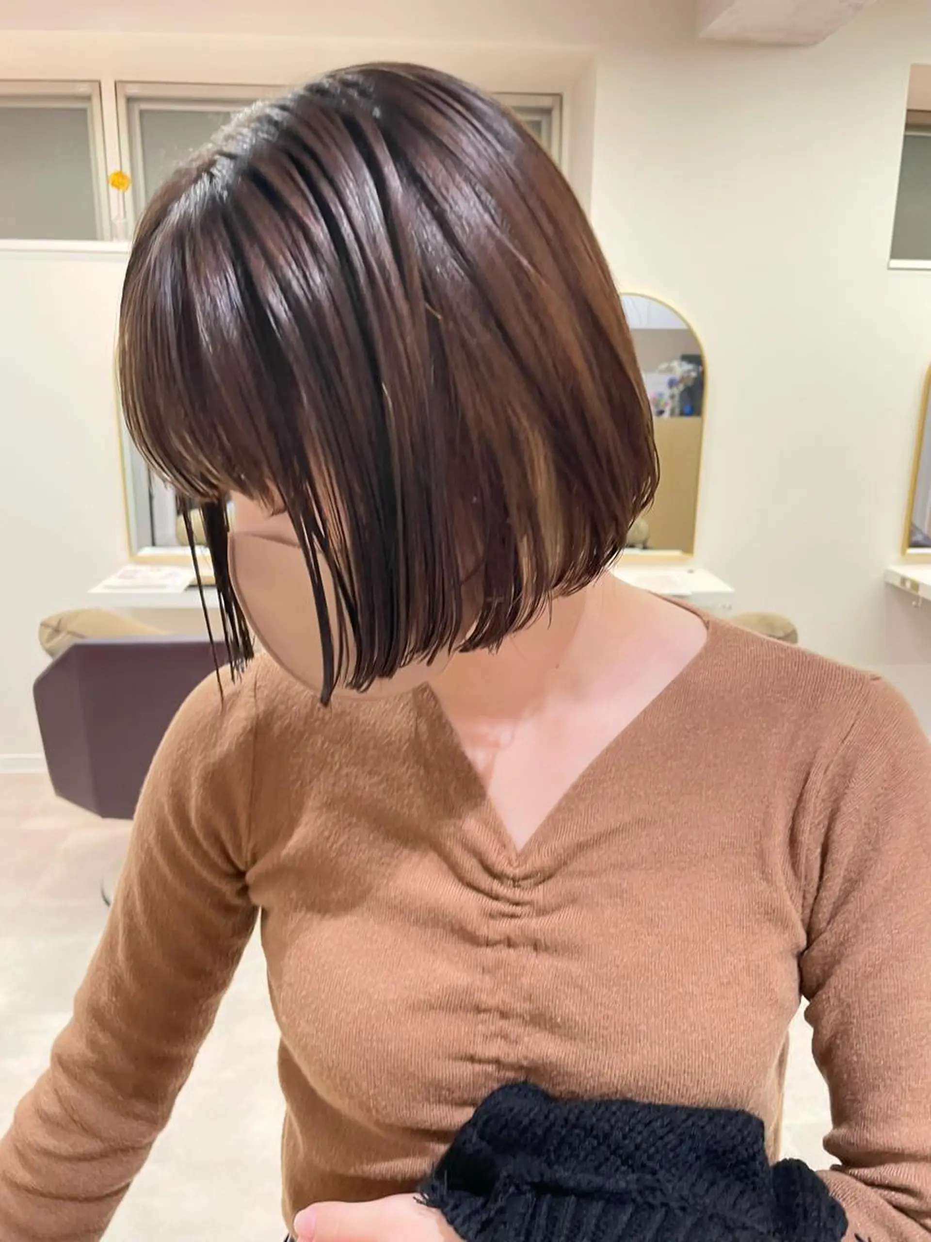 ショート カラー パーマ ボブ カット ヘアカラー 野町好花 レイヤー/髪質改善のヘアスタイル