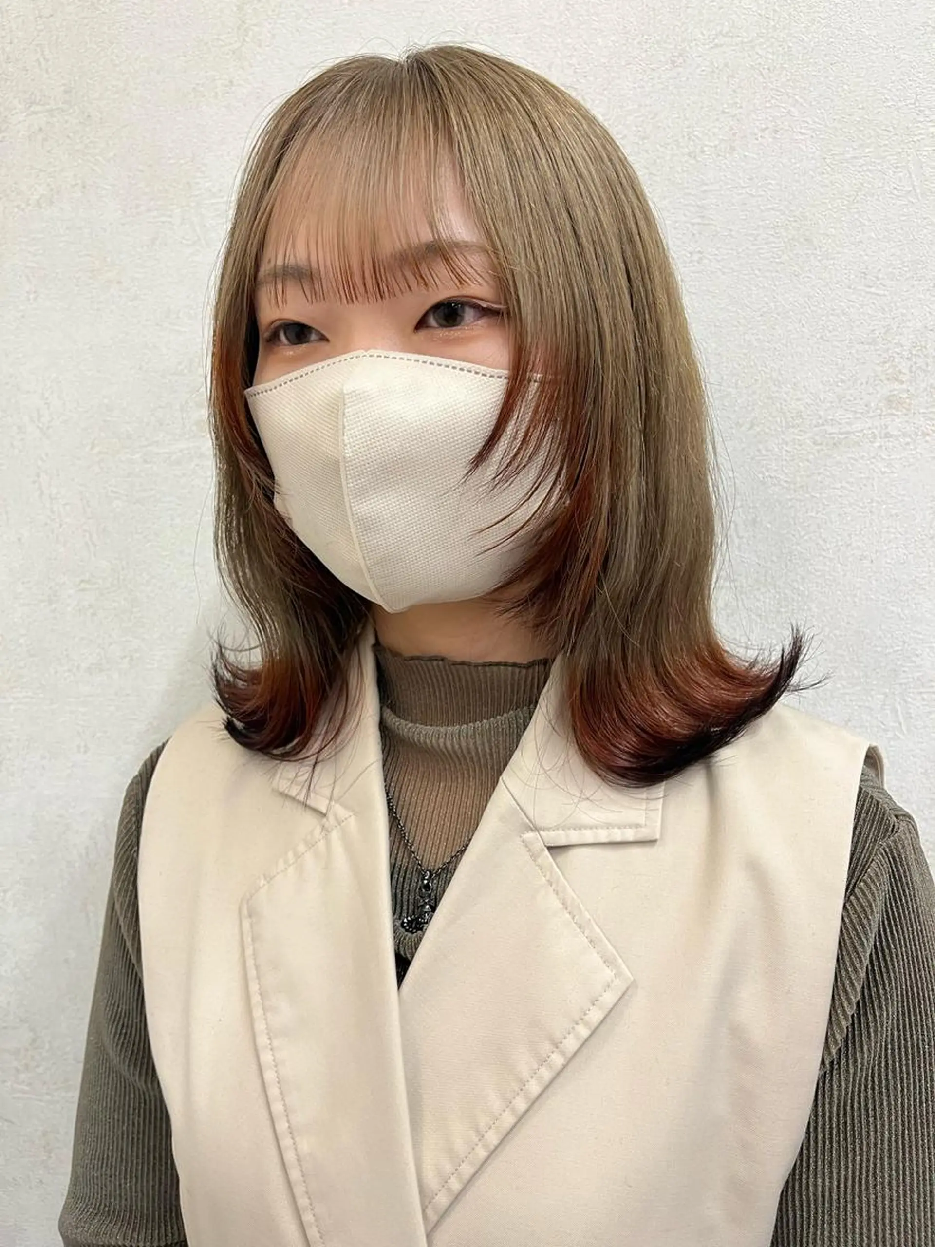 ミディアム カラー ニュアンスパーマ 曲がる縮毛矯正 爲石のヘアスタイル