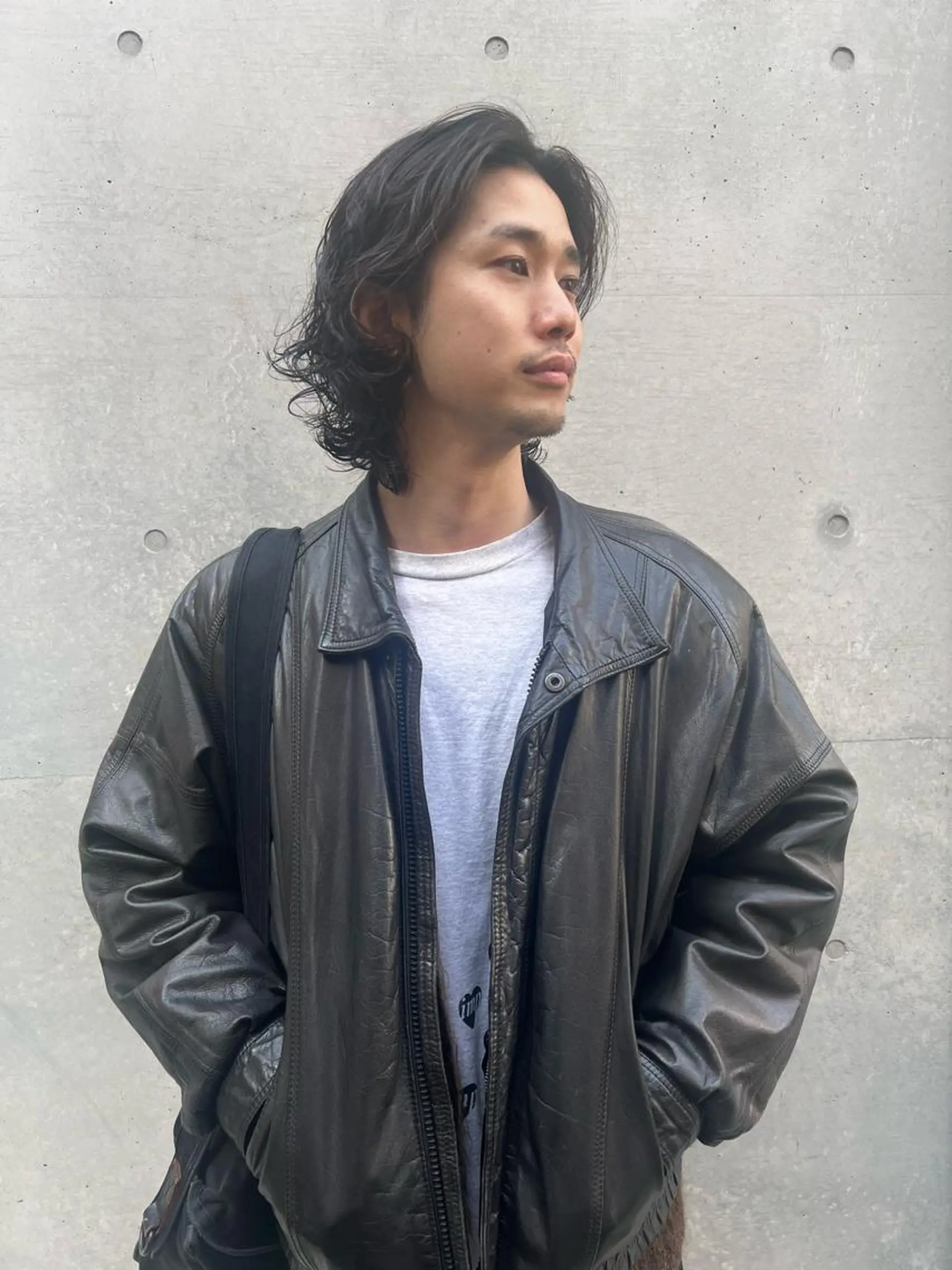 セミロング パーマ メンズ カット パーマ メンズスタイリスト リュウジのヘアスタイル