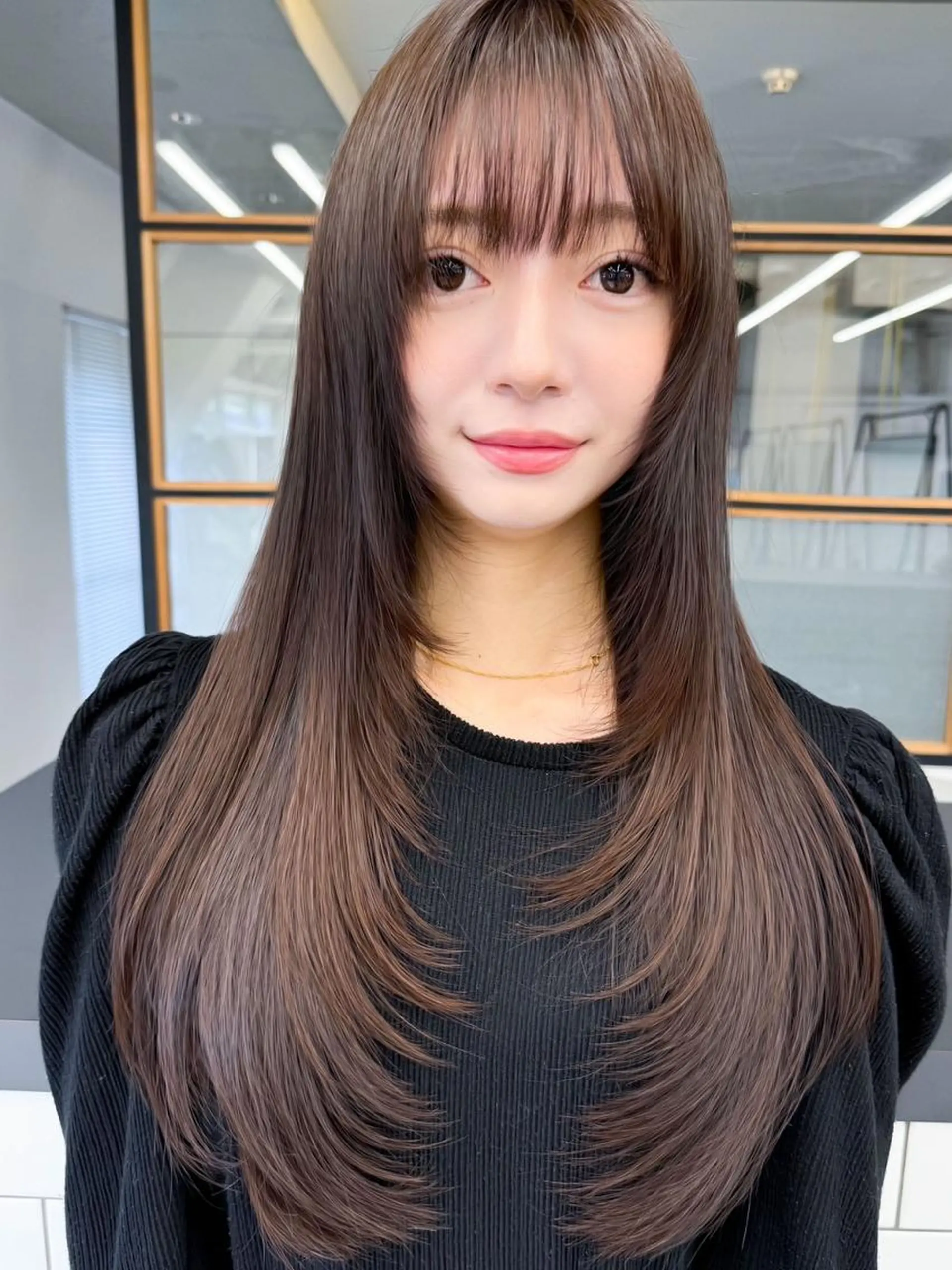 ロング カット 縮毛矯正 ダブルカラー/ギャル 韓国ヘア/梨緒💜のヘアスタイル