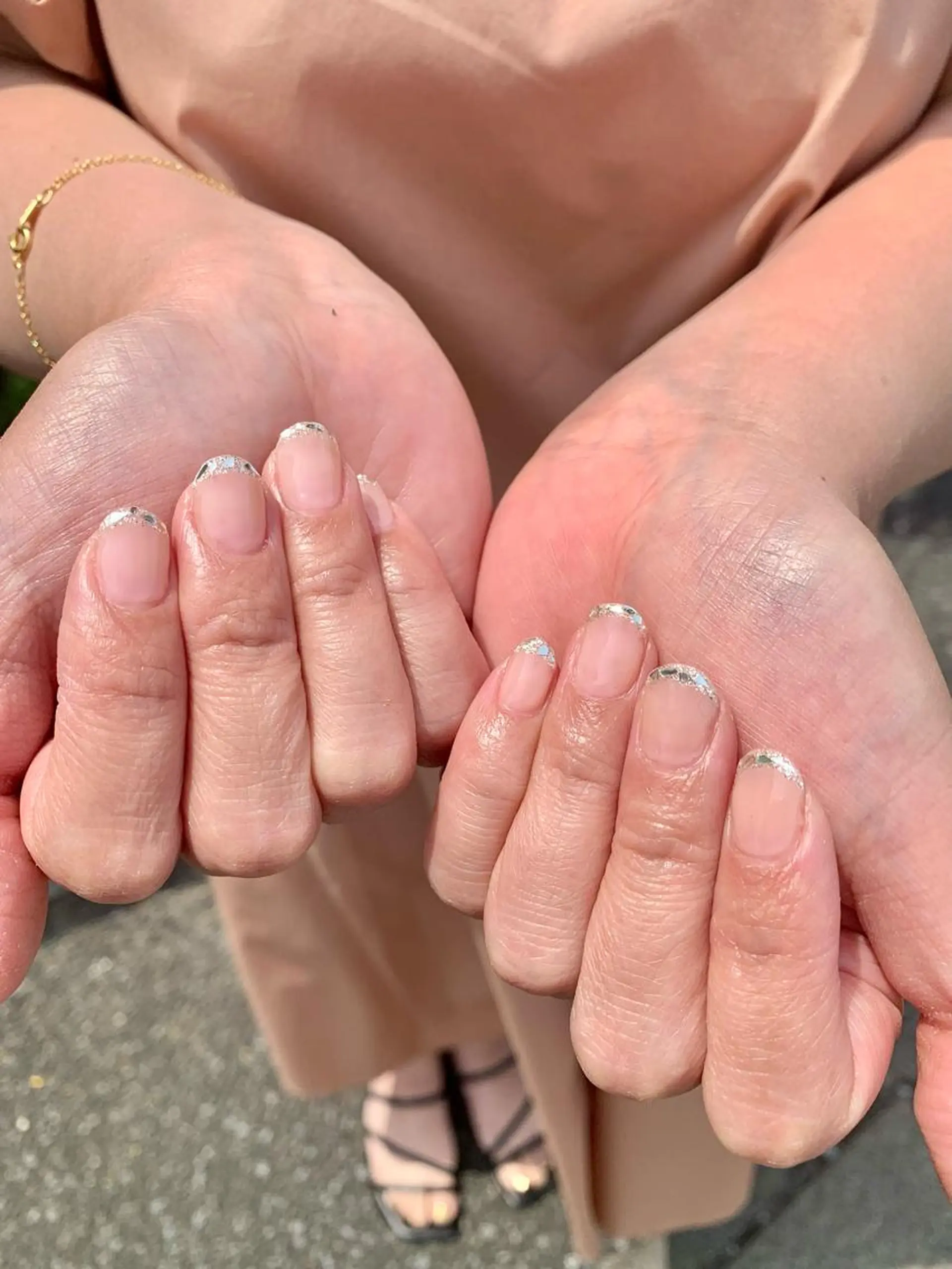 ネイル フレンチネイル ガラスフレンチ ハンドネイル eiju .のネイルデザイン