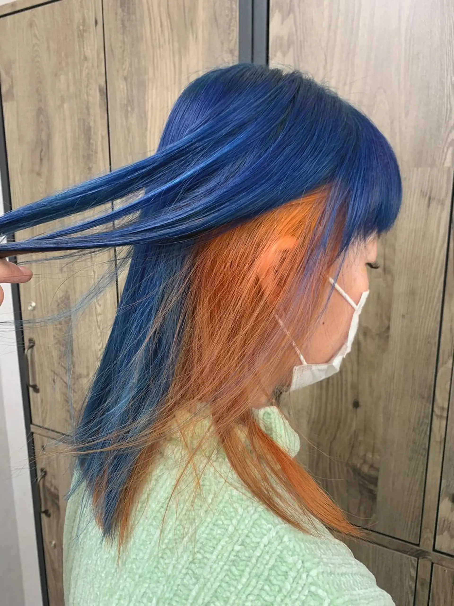 カラー バレイヤージュ ブリーチ ブルーカラー ケアブリーチ ダブルカラー 🌷かわばた めい🌷のヘアスタイル