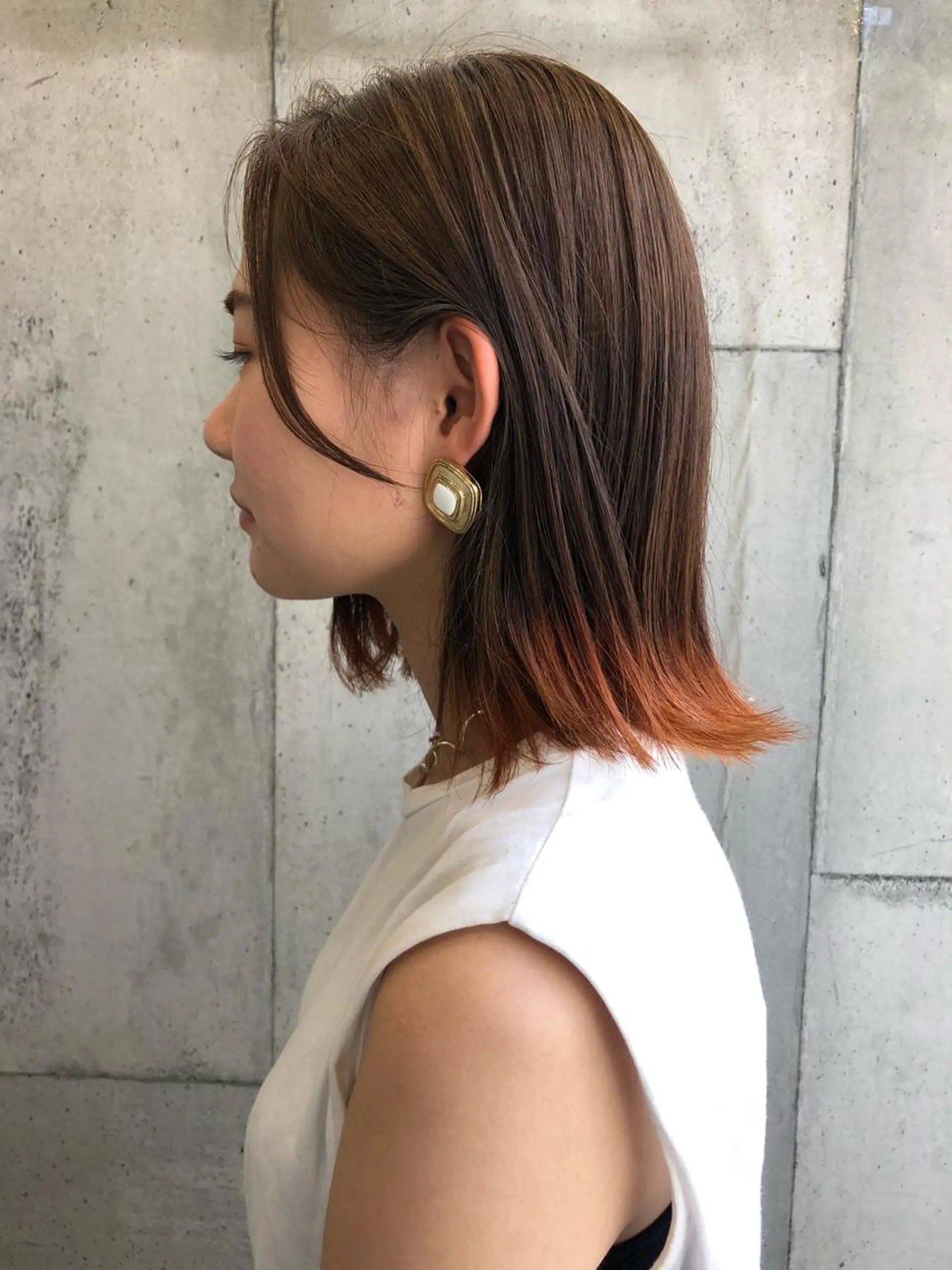 ミディアム カラー オレンジ hair  space Atoz所属・東 寛道のヘアスタイル