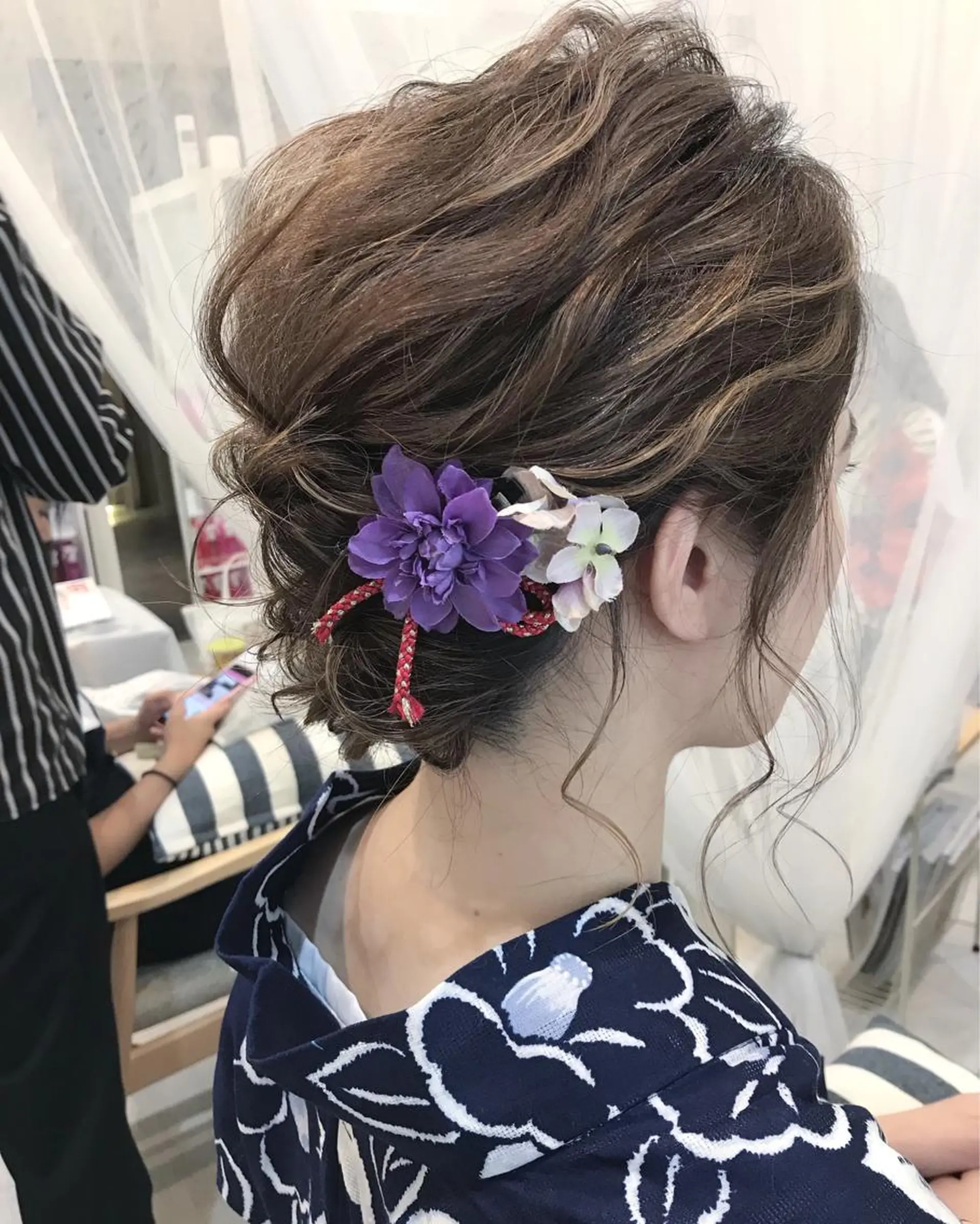 ミディアム ヘアアレンジ 浴衣 ALVAREZ BARBER SHOP所属・takebuchi harukaのヘアスタイル