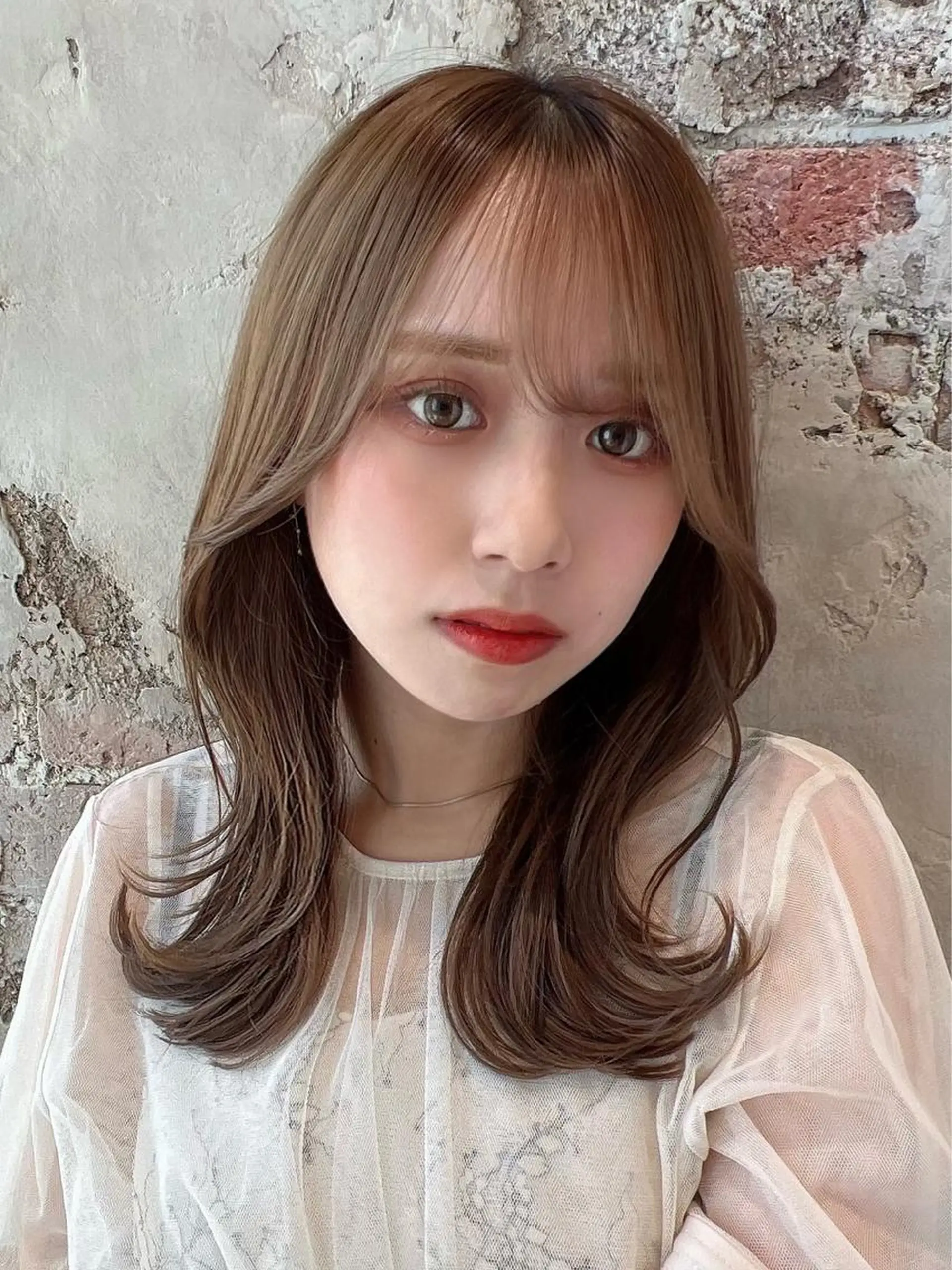 セミロング カラー ベージュカラー ブラウンカラー くびれヘア 髪質改善 縮毛矯正 カット ヘアカラー トリートメント 🧡くびれヘア/前髪 顔周り🧡久原結衣のヘアスタイル