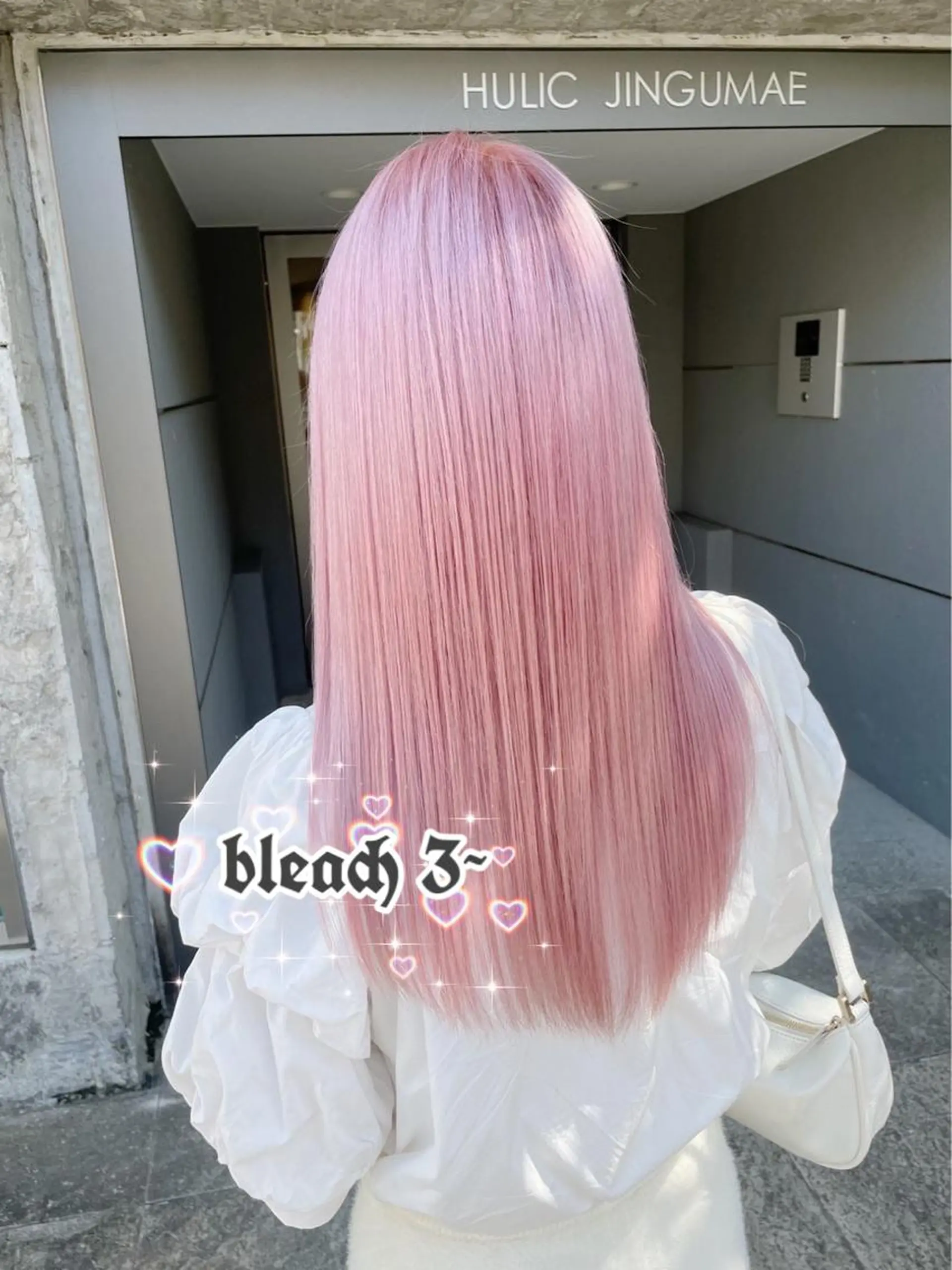 ロング アッシュ アッシュグレー アッシュグレージュ ミストバング ピンクブラウン ハイトーン×エクステ 💞くるみのヘアスタイル