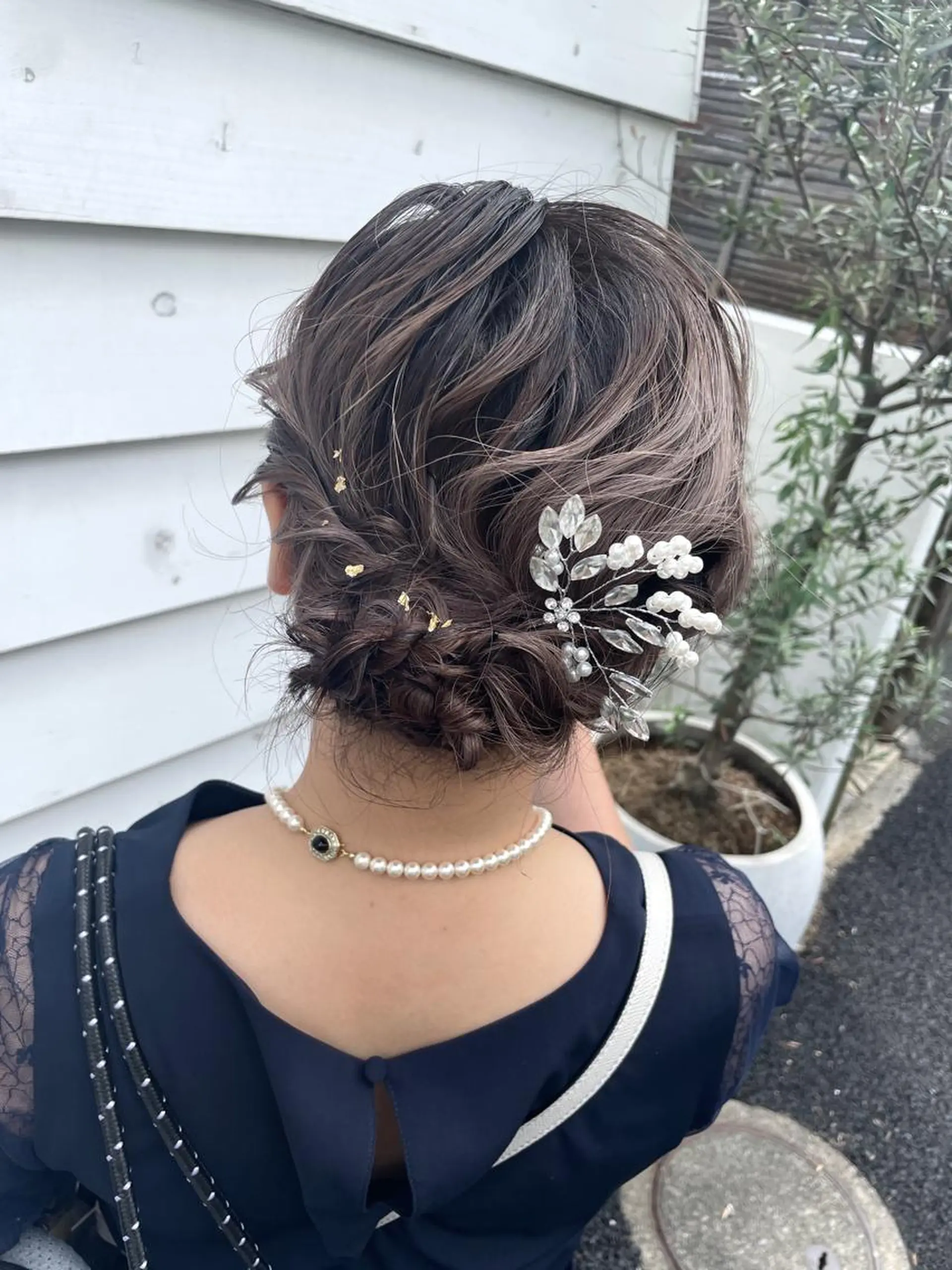 ミディアム カラー ヘアアレンジ 結婚式・ブライダル ヘアセット BEBE所属・ブリーチなし 透明感カラーKANAのヘアスタイル