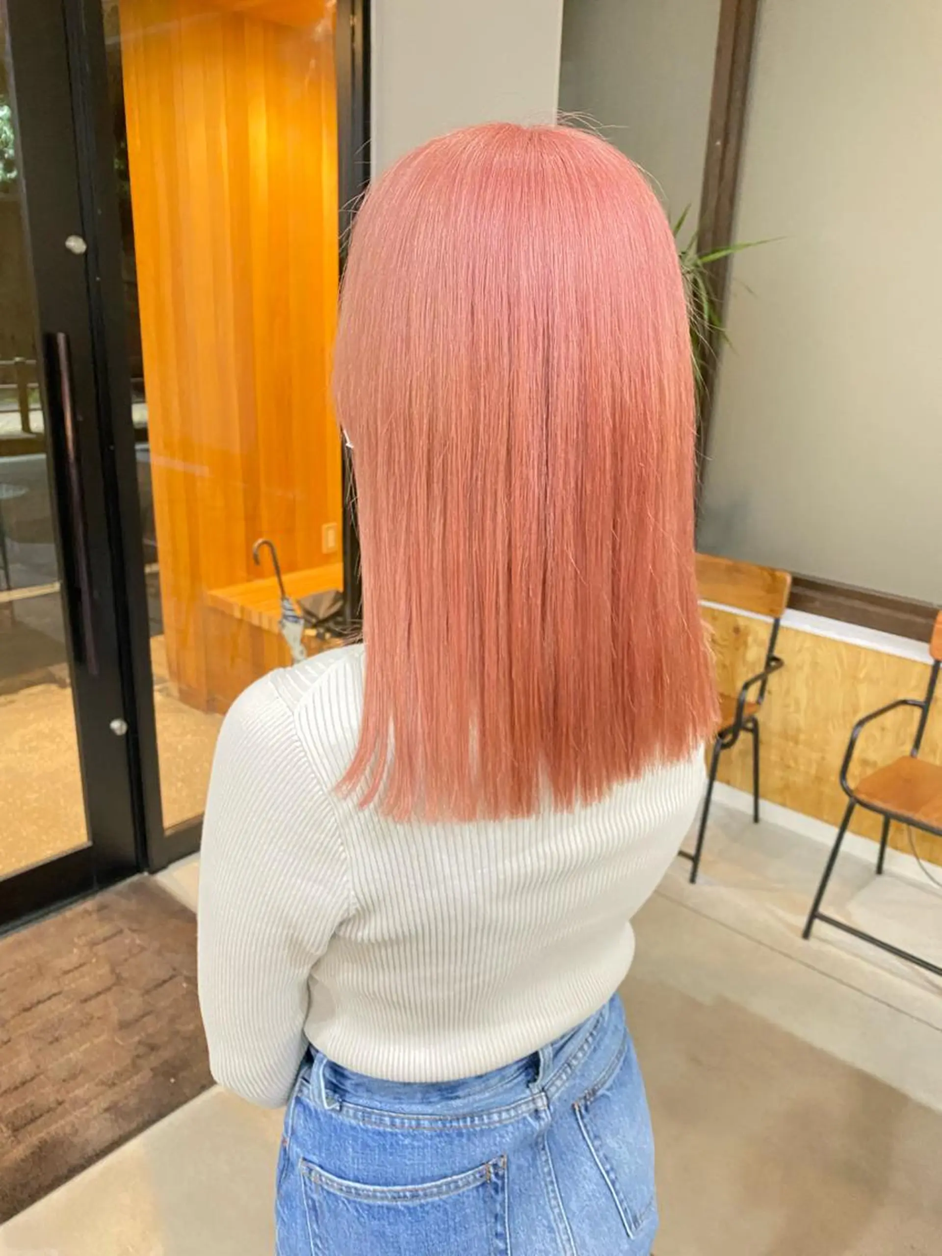 ミディアム カラー ベージュカラー ピンクカラー ピンクベージュ ブリーチカラー よねだまことのヘアスタイル