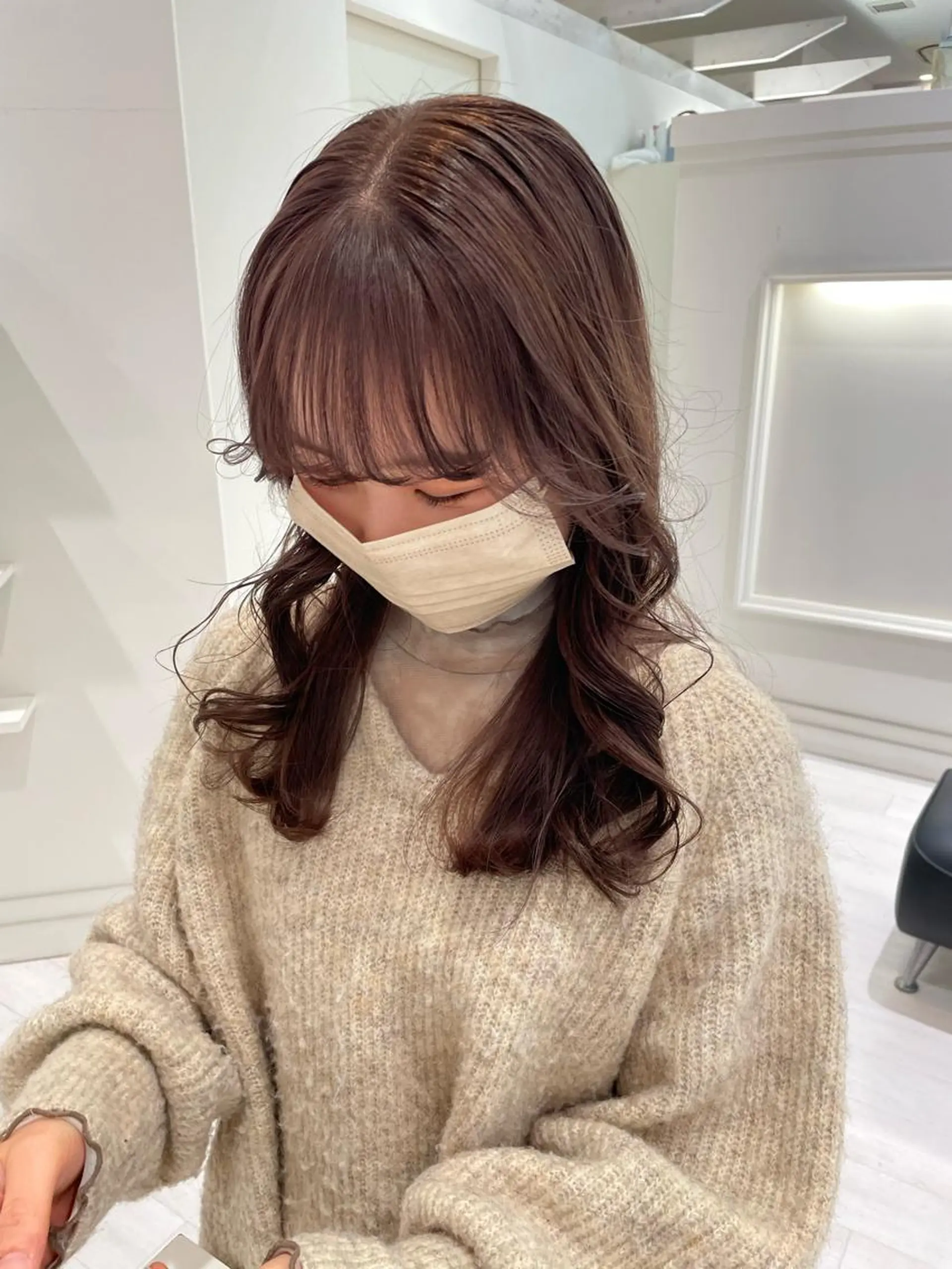 セミロング カラー 透明感カラー オリーブカラー カット ヘアカラー Parve Mix /頓宮 稚愛🤍のヘアスタイル