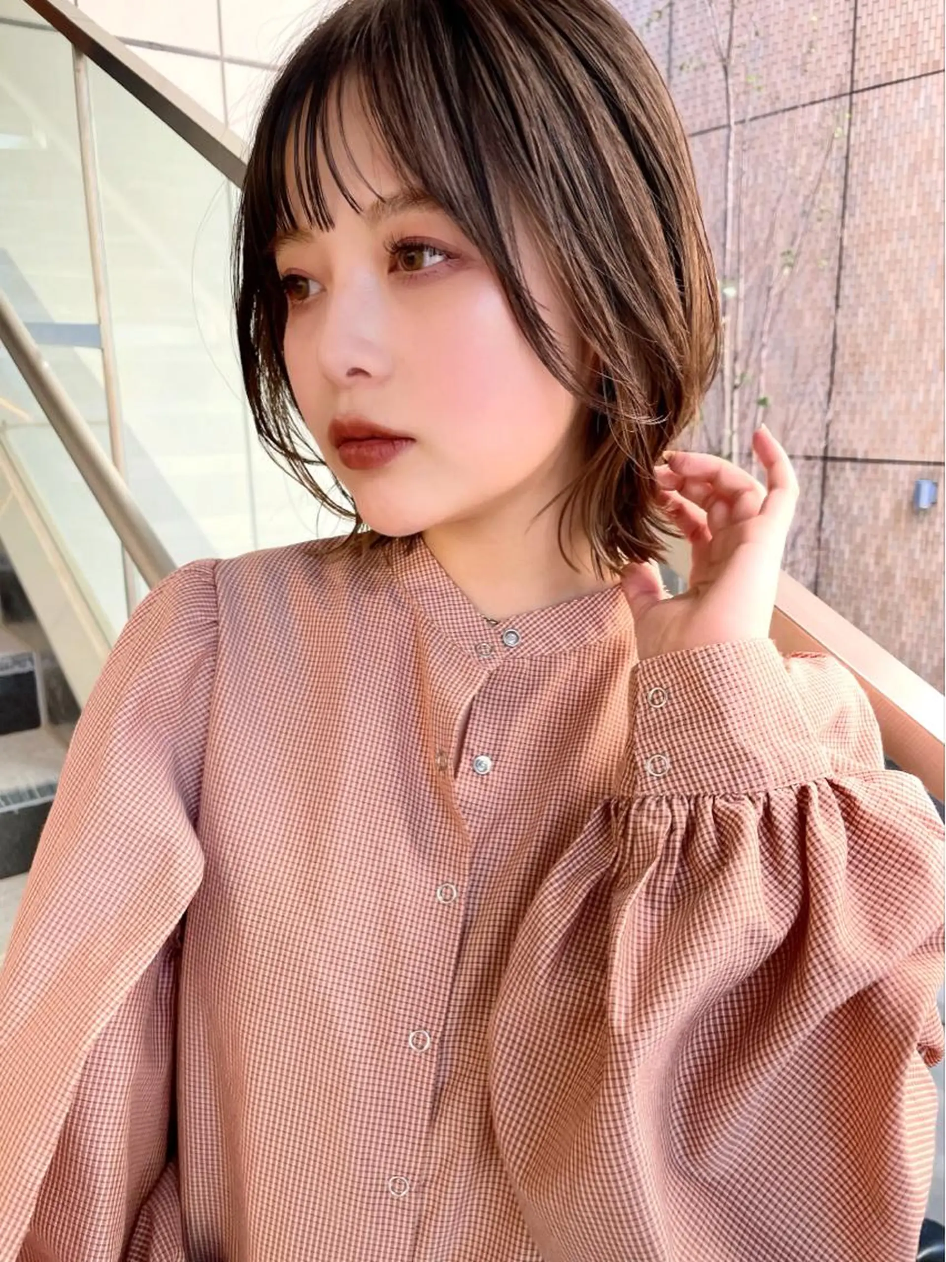 ミディアム カラー カット ヘアカラー トリートメント 結べるレイヤーボブ くびれLady表参道のヘアスタイル