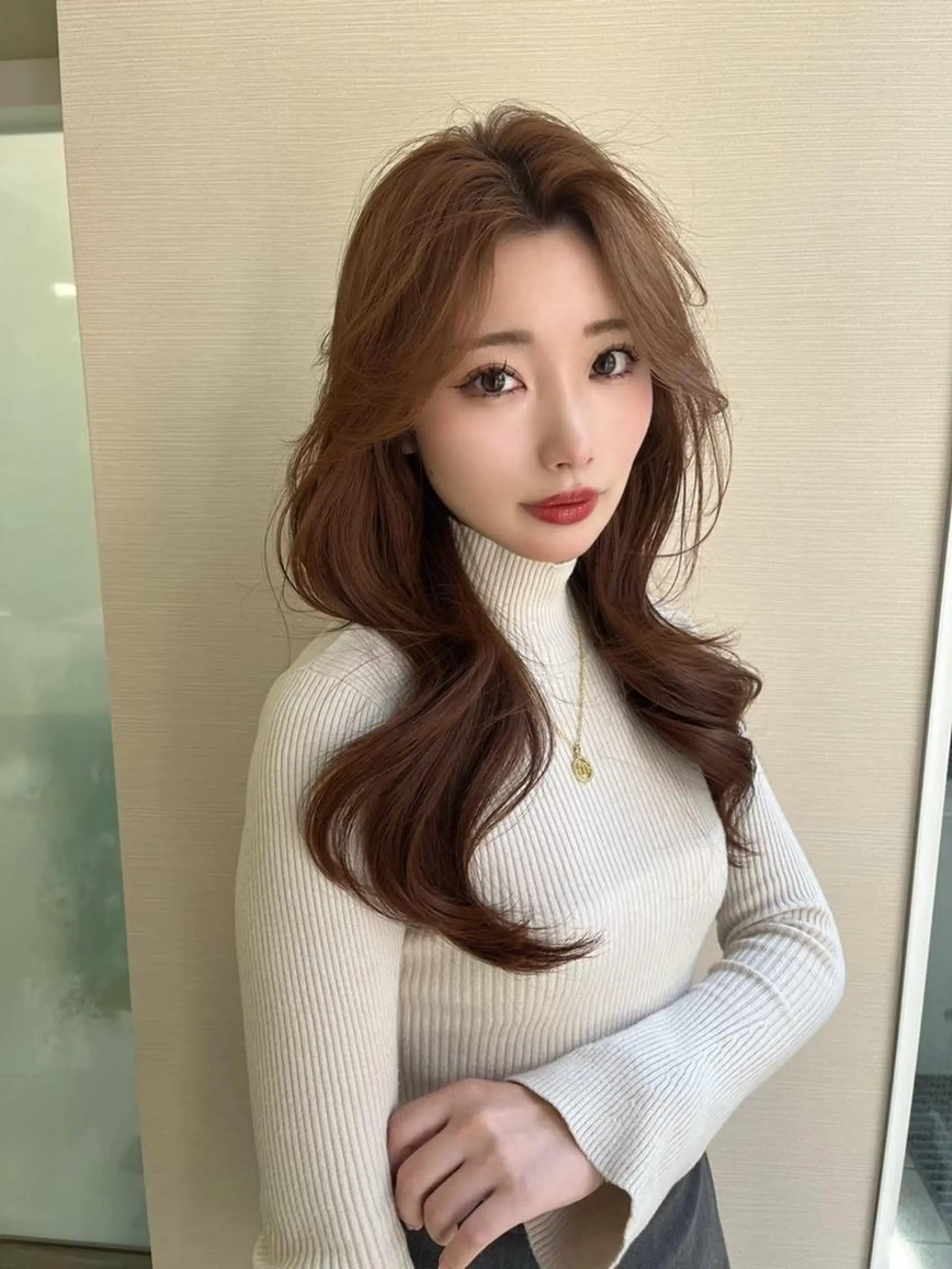 ミディアム カット ヘアカラー ヘッドスパ ヘアセット 上品♡韓国冬髪 ❄️FRUITS❄️のヘアスタイル