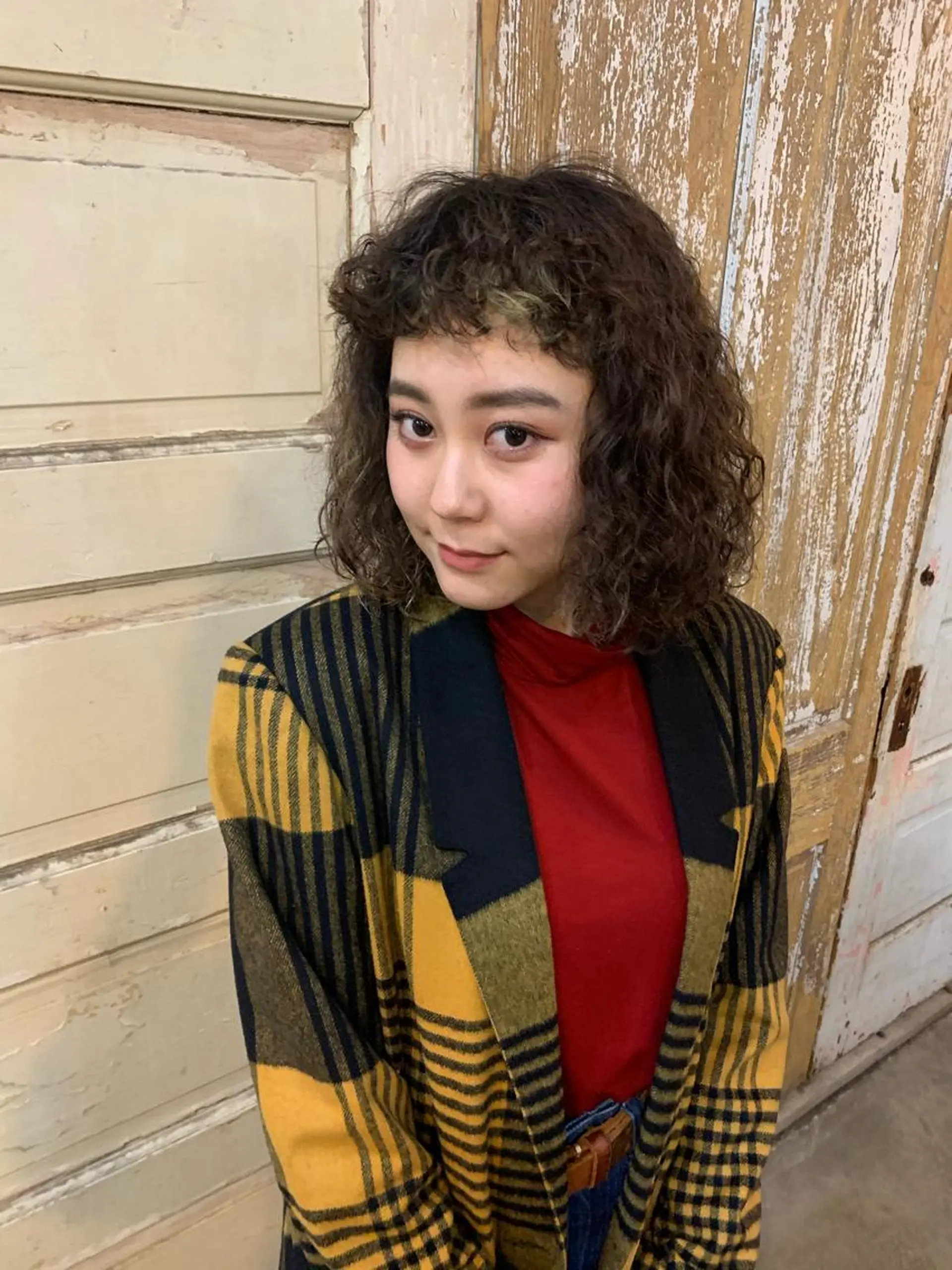 ミディアム カラー パーマ ミディアムパーマ kimika🥑 メンズ/髪質改善のヘアスタイル