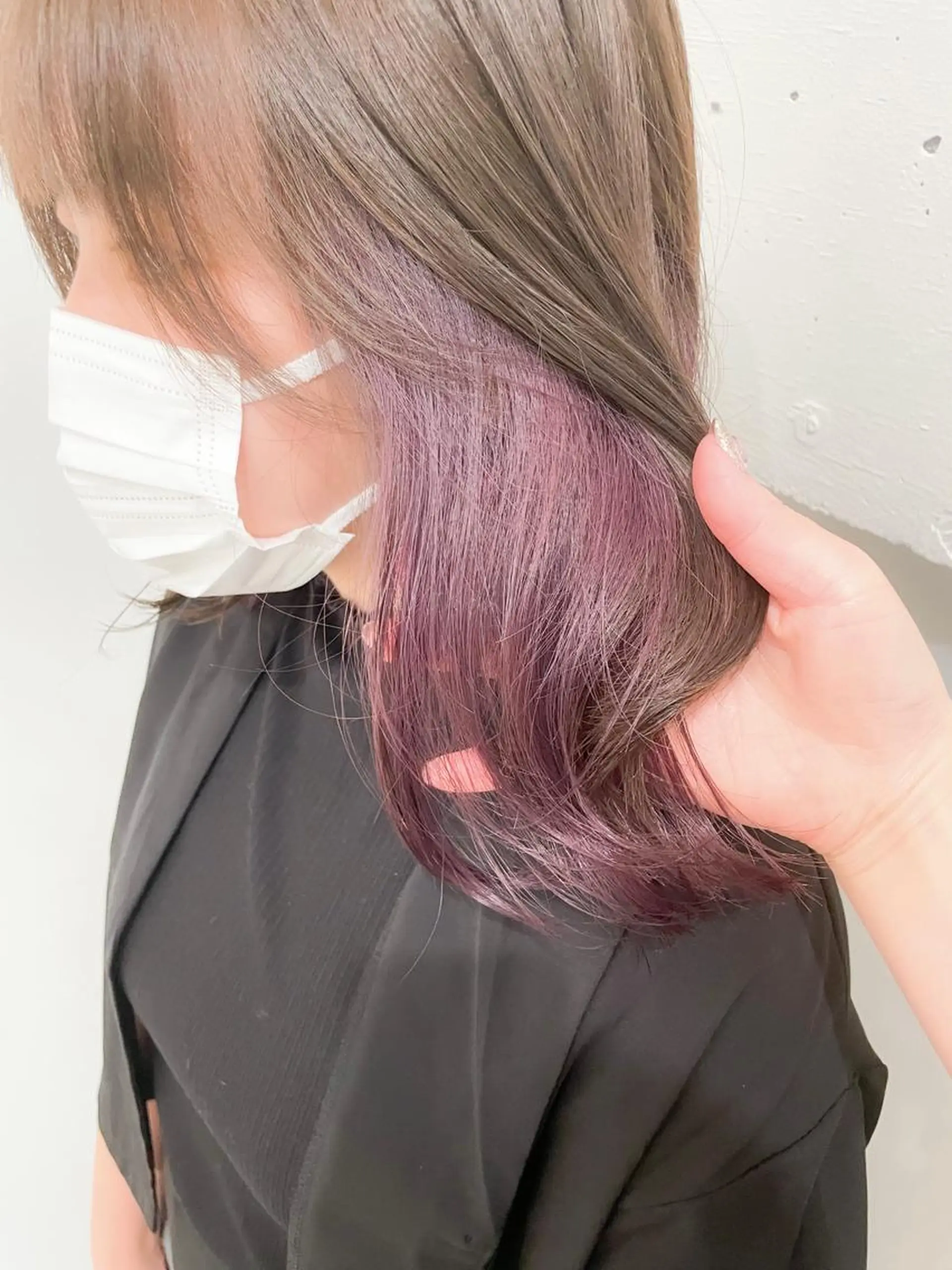 ミディアム カラー インナーカラー パープルカラー ボブ ヘアカラー ✨カラー支持No.1 🧸ワキ カナコ🧸のヘアスタイル