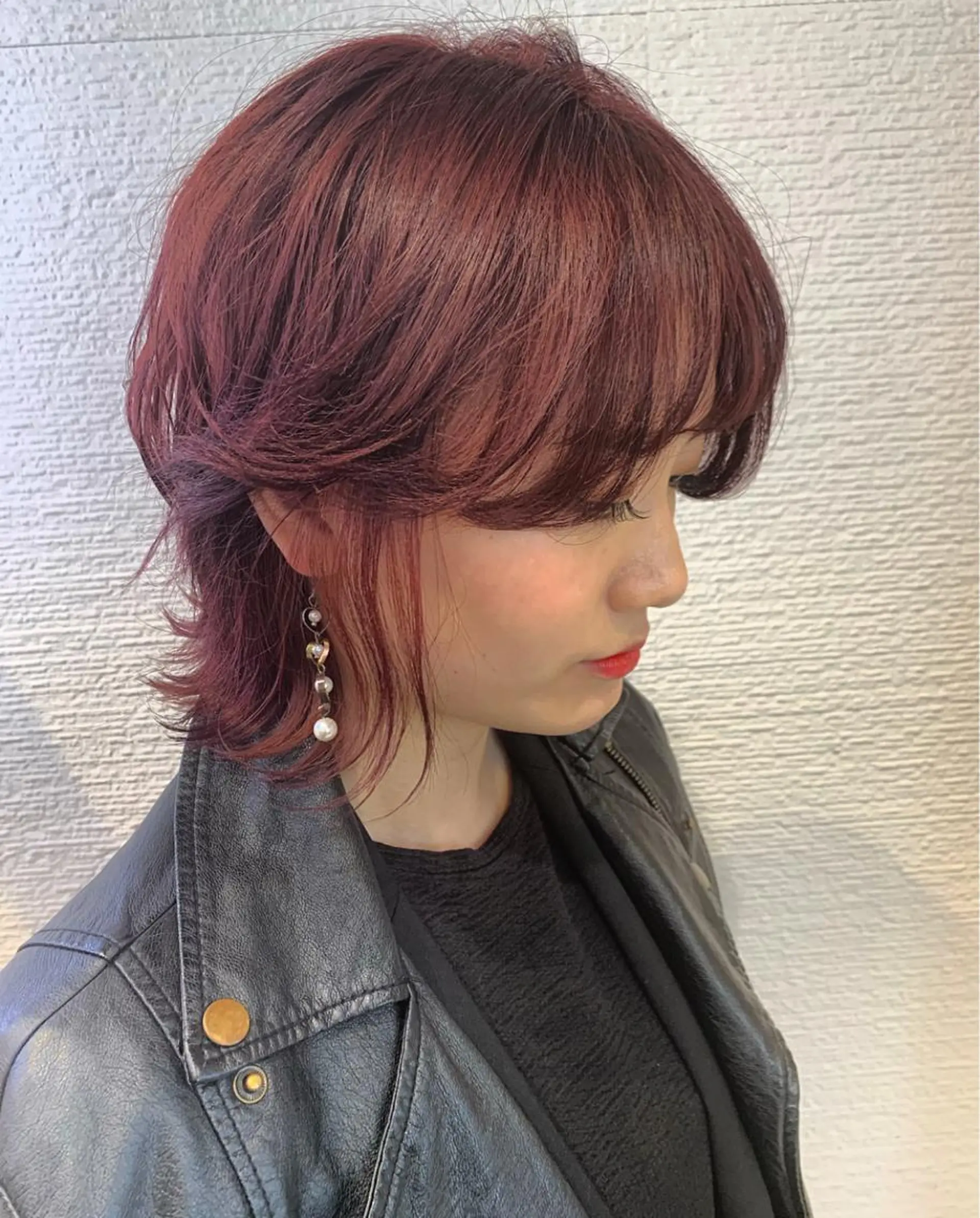 カラー レッドカラー 韓国ヘア/耳ツボジュ エリー♡ayumuのヘアスタイル