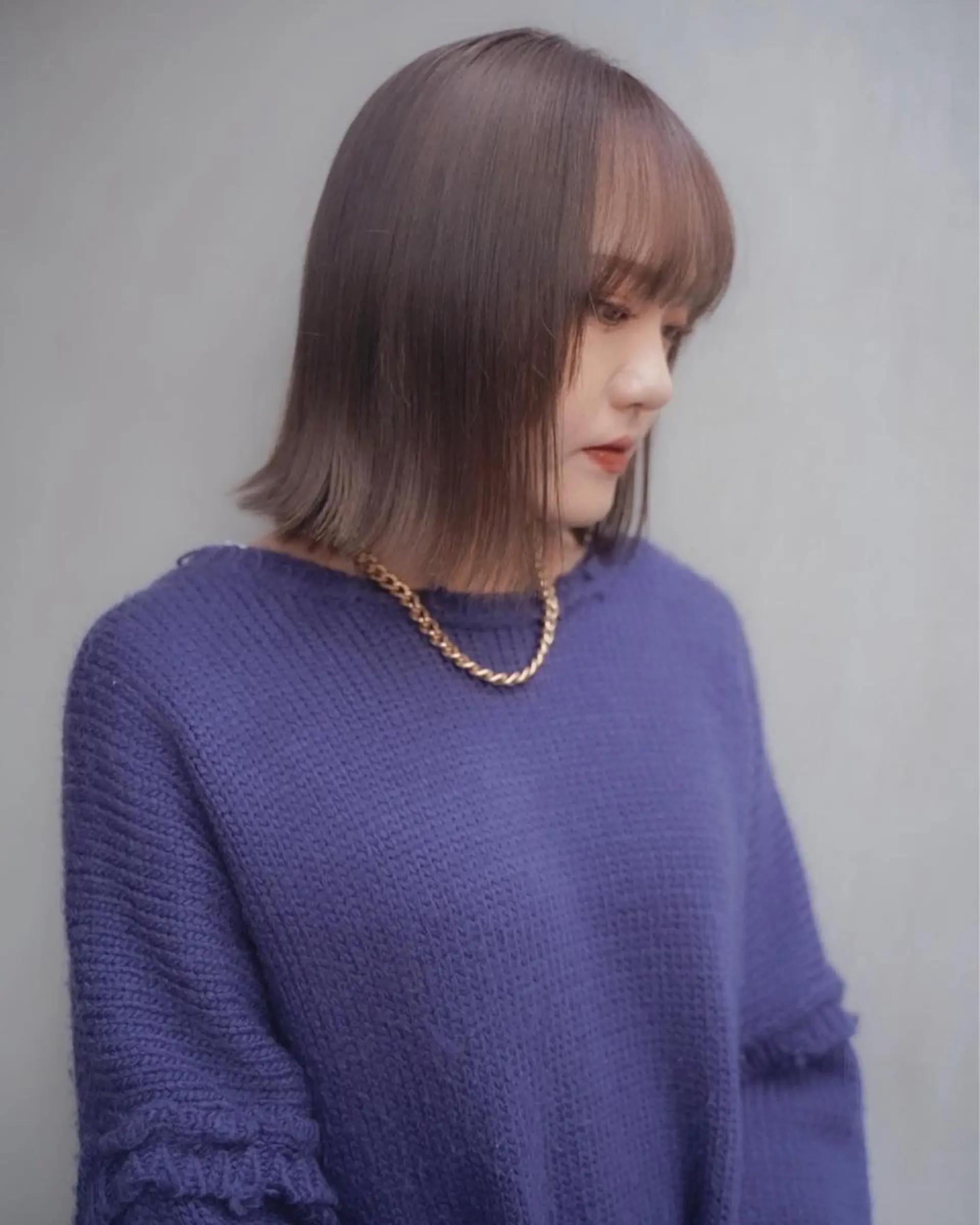 ミディアム カラー ブリーチ 透明感カラー グレージュ ハイトーンカラー ラベンダーカラー カット ヘアカラー トリートメント 板谷みさき /艶ボブ/藤沢美容室のヘアスタイル